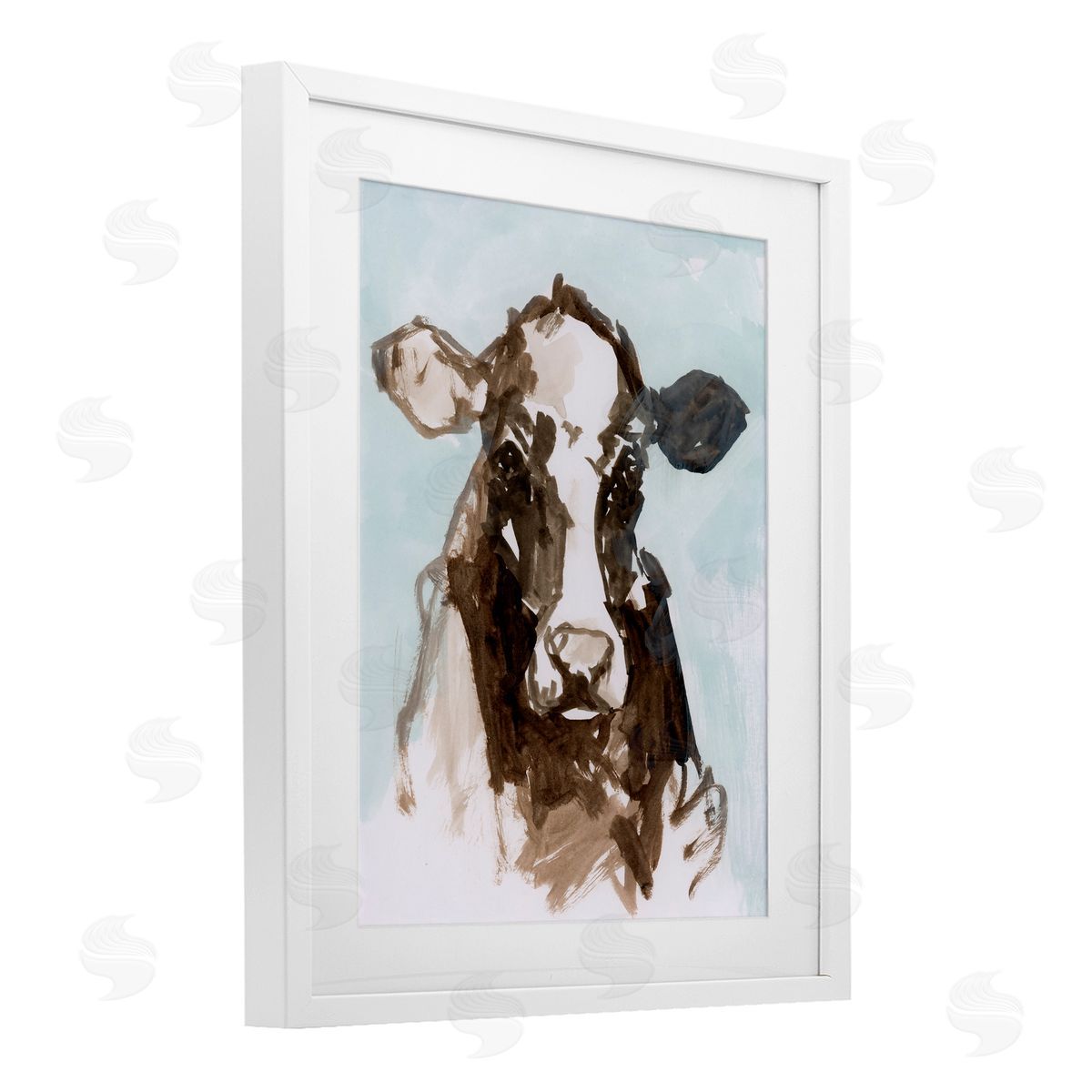 casa cartissi Abstract Cow on Blue Canvas Wall Art Print