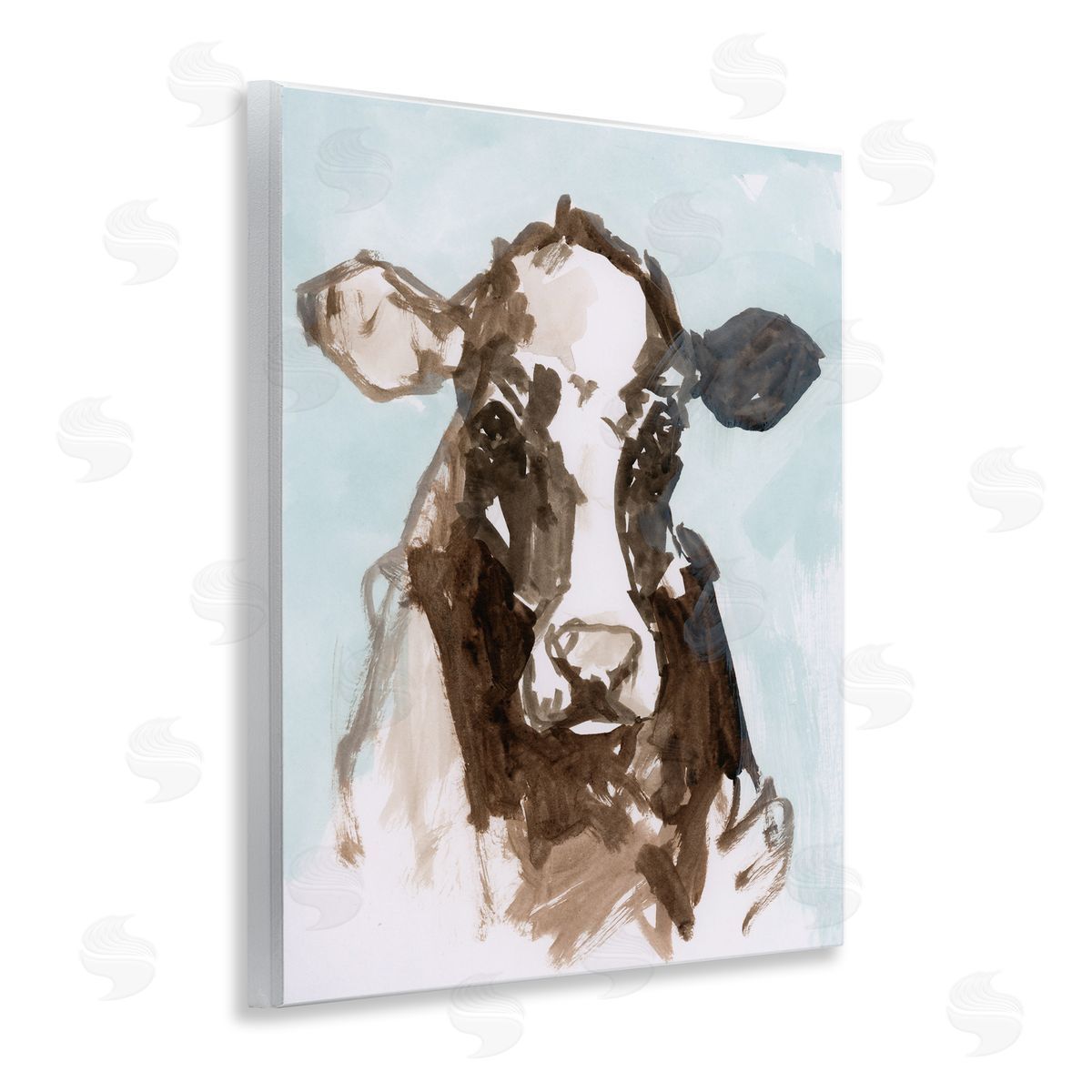 casa cartissi Abstract Cow on Blue Canvas Wall Art Print