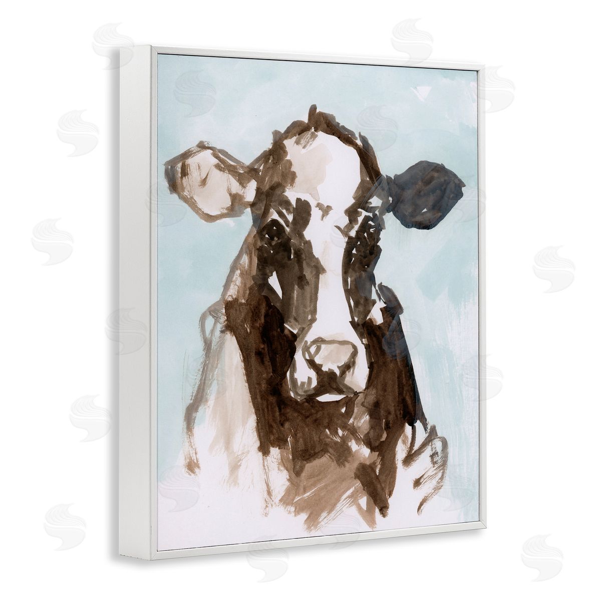 casa cartissi Abstract Cow on Blue Canvas Wall Art Print