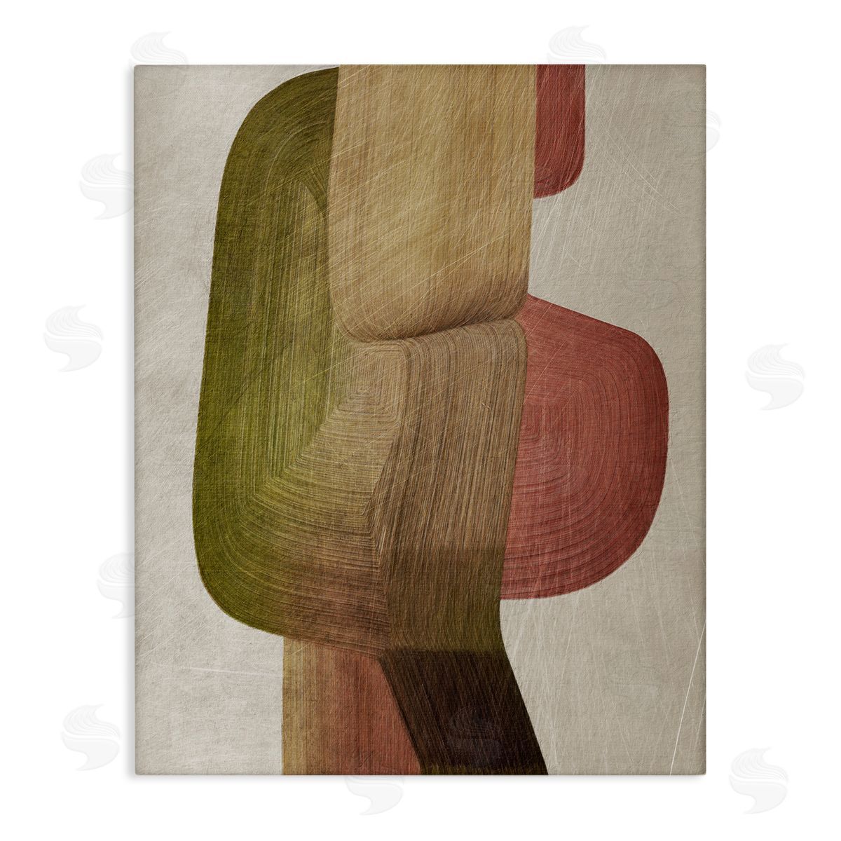 1x Contemporary Curved Metal Brush Canvas Wall Art Print