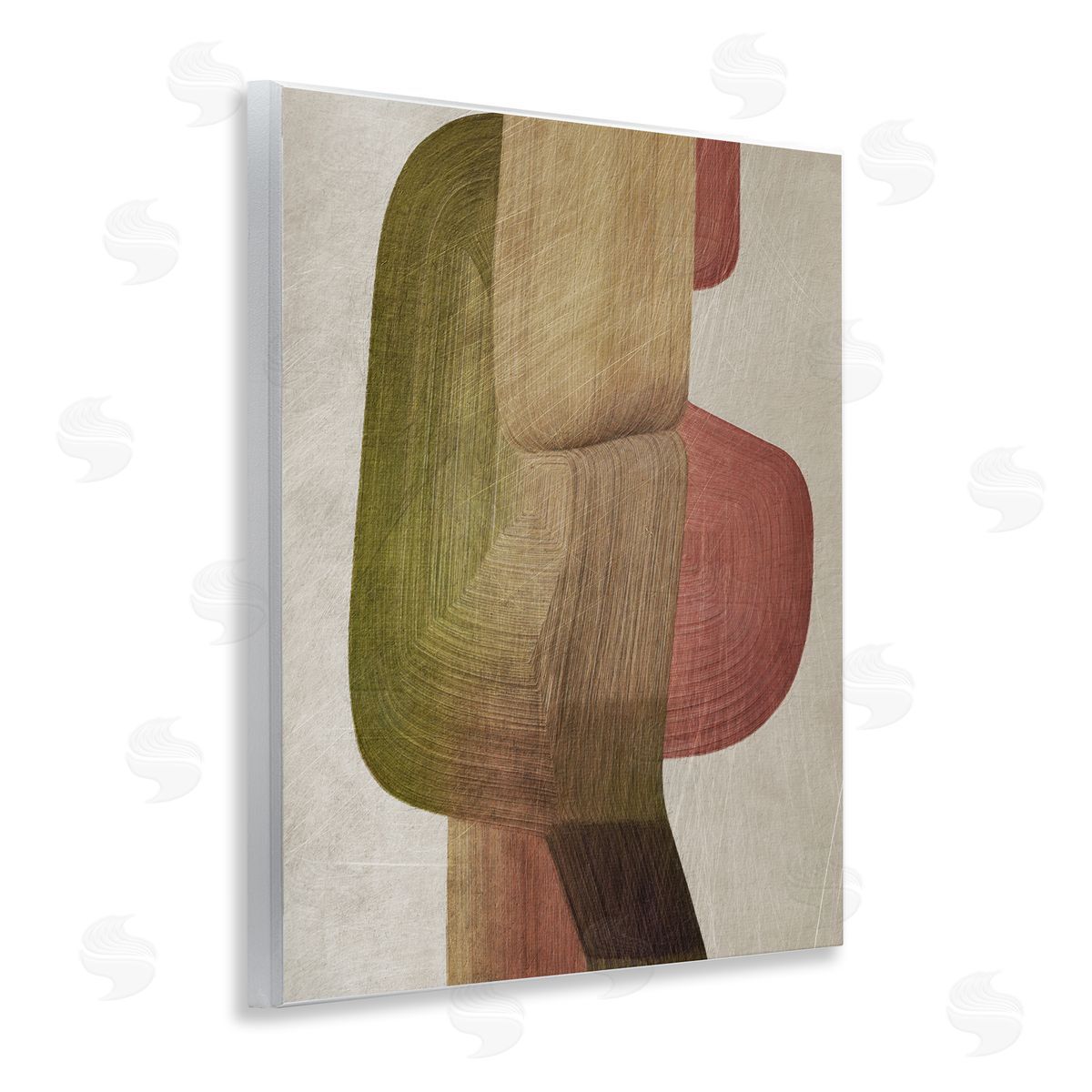 1x Contemporary Curved Metal Brush Canvas Wall Art Print