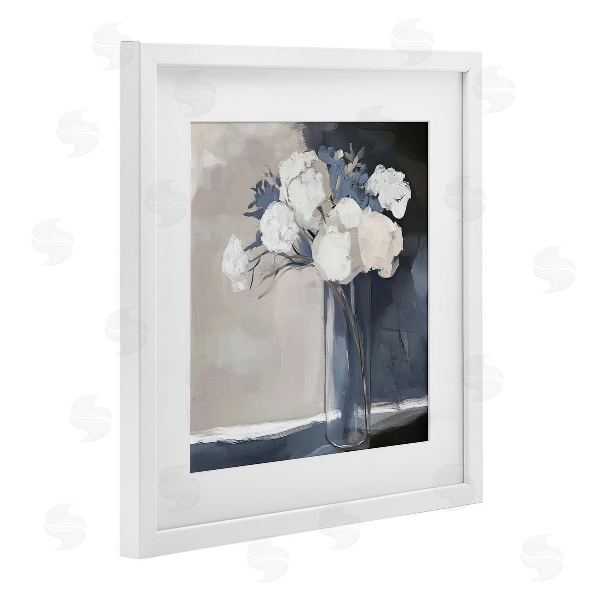 Mona Grace Gentle Petals Grey & Beige Canvas Wall Art Print