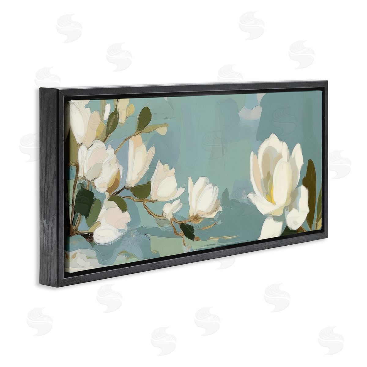 Elara Yasna Aquamarine Magnolia Blossoms Canvas Wall Art Print