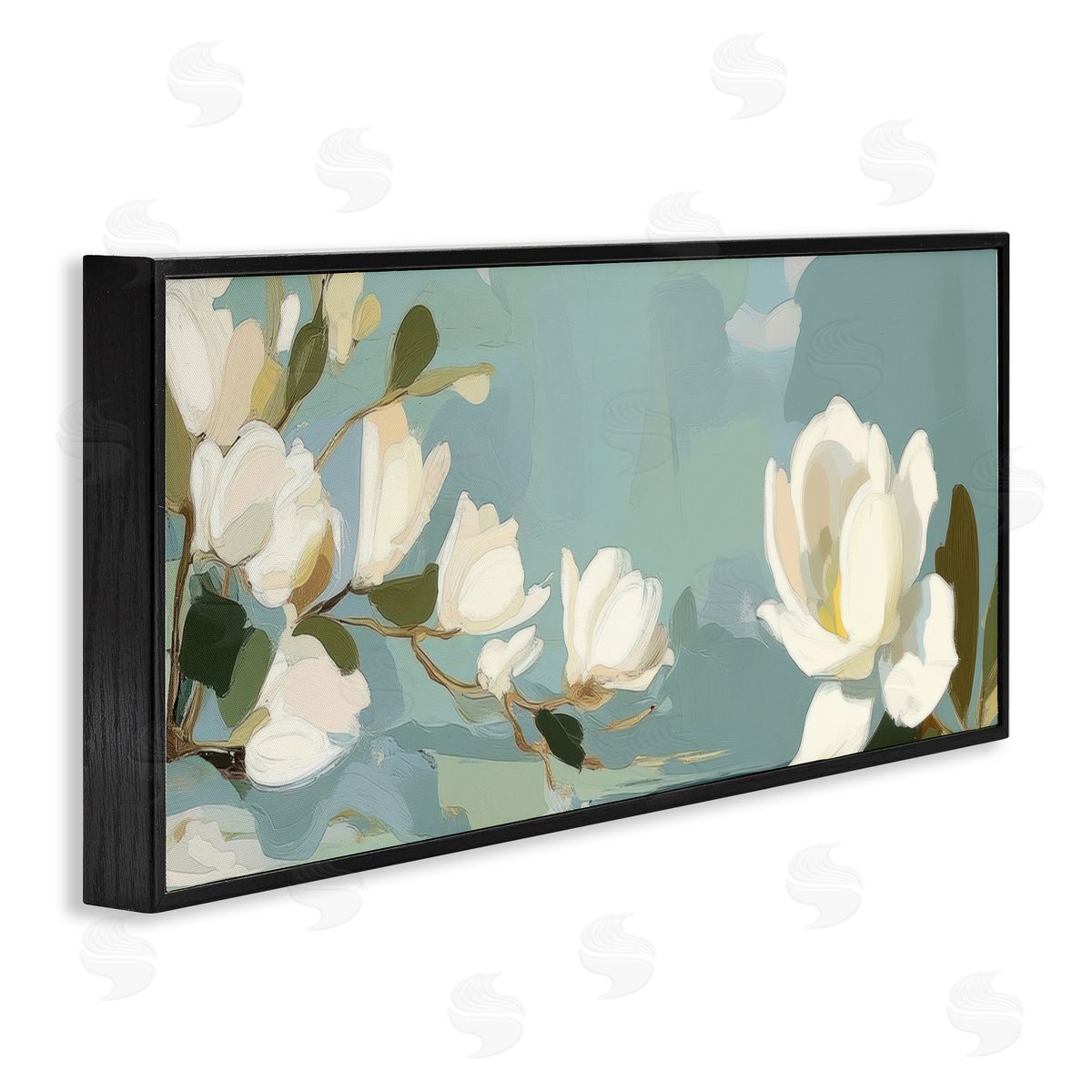 Elara Yasna Aquamarine Magnolia Blossoms Canvas Wall Art Print