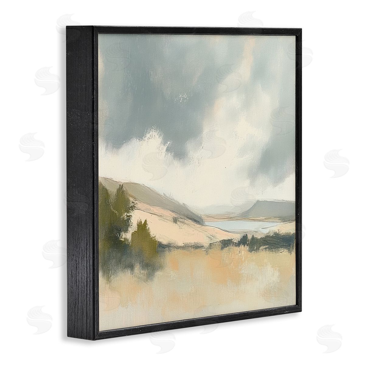 Mona Grace Brushed Landscape with Clouds Canvas Wall Art Print