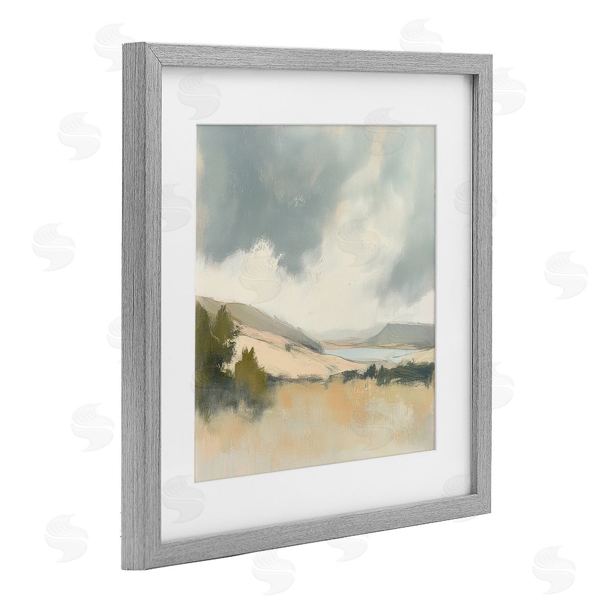 Mona Grace Brushed Landscape with Clouds Canvas Wall Art Print