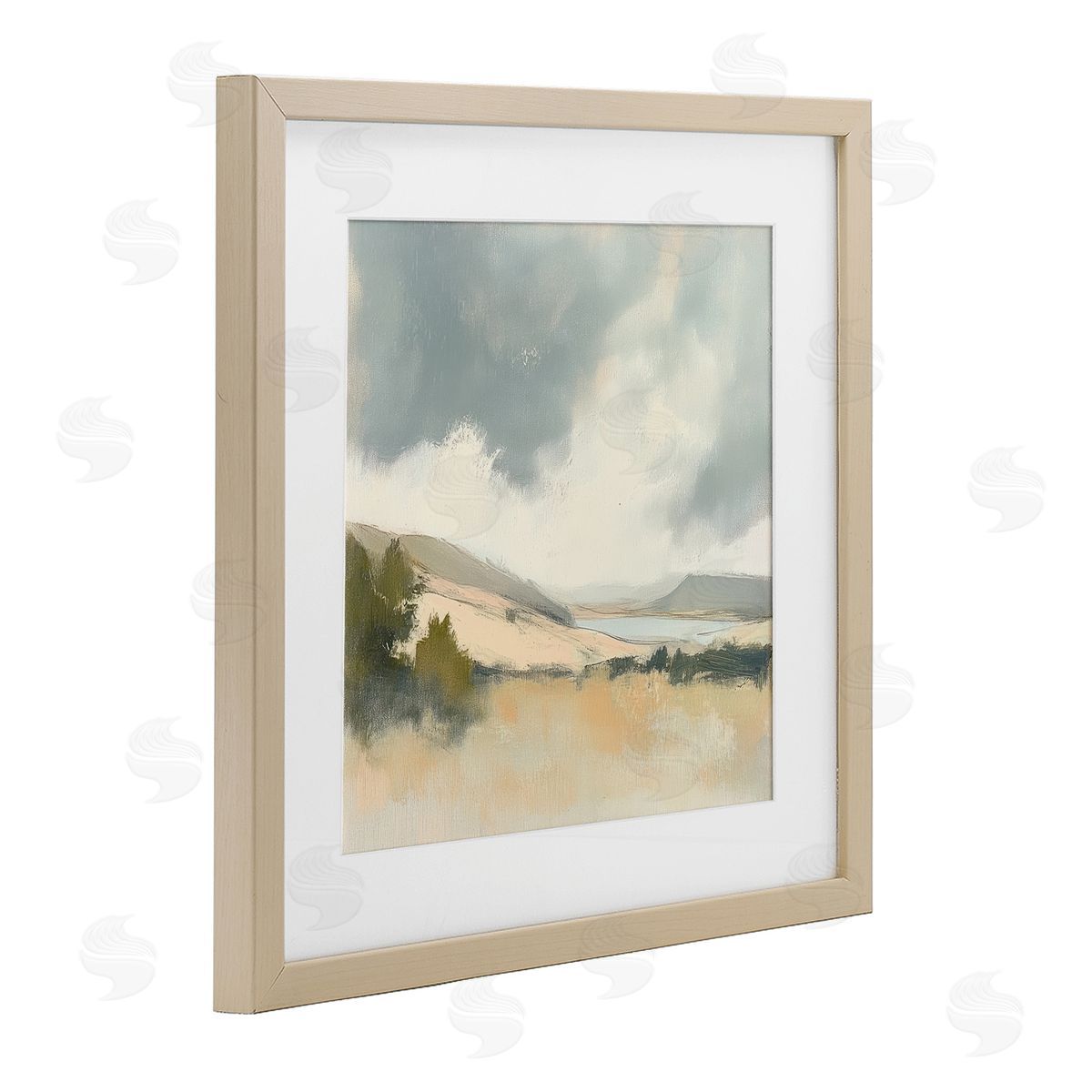 Mona Grace Brushed Landscape with Clouds Canvas Wall Art Print