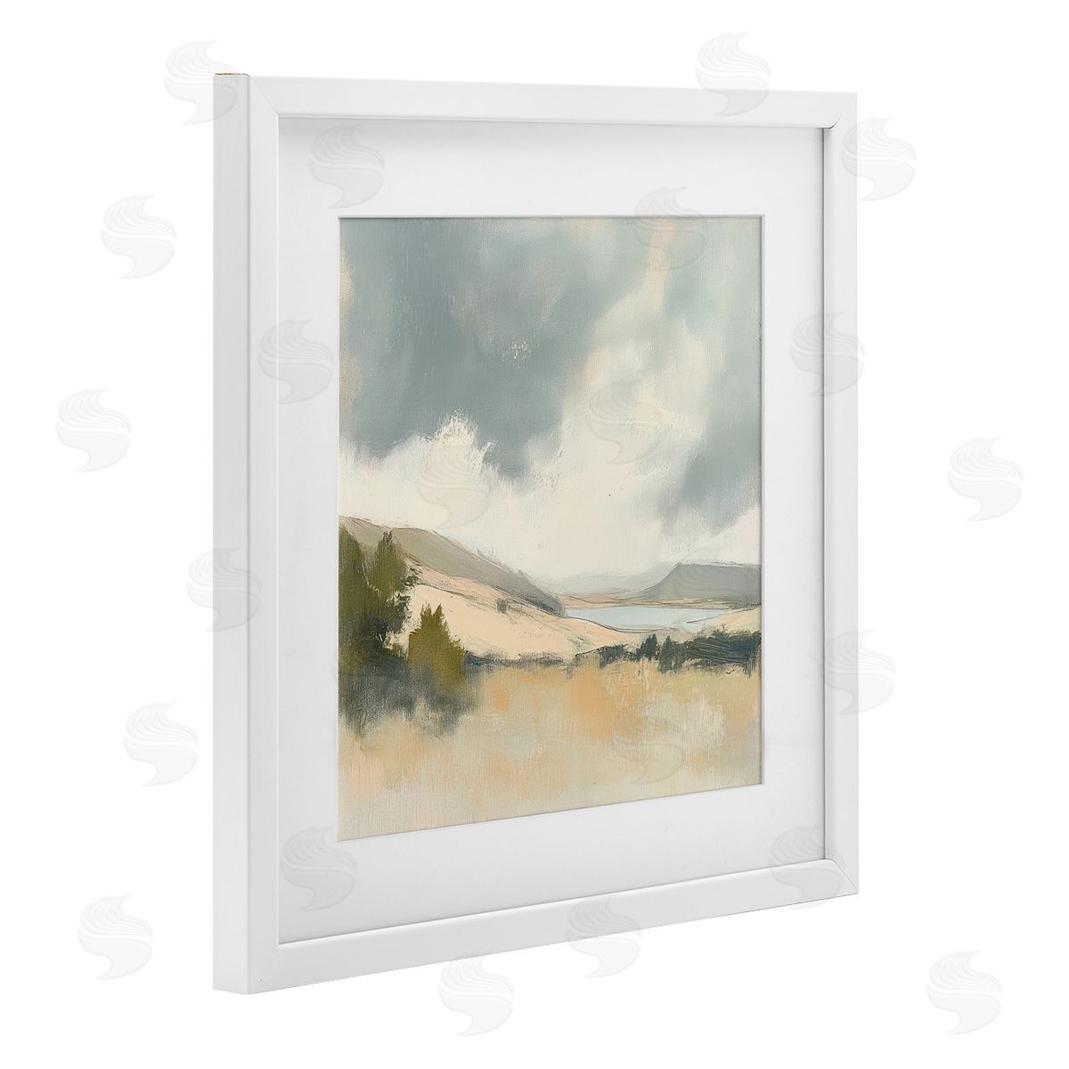 Mona Grace Brushed Landscape with Clouds Canvas Wall Art Print