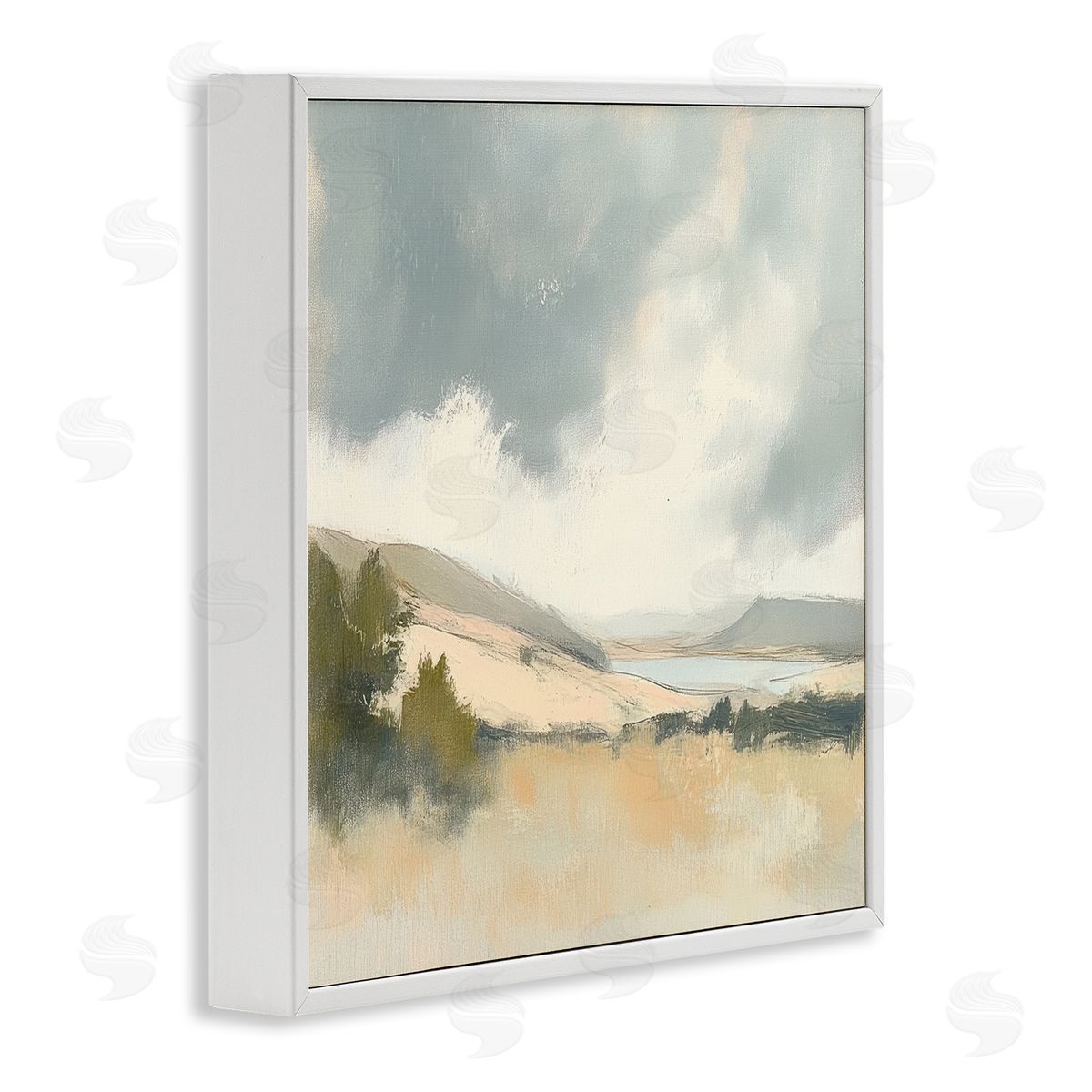 Mona Grace Brushed Landscape with Clouds Canvas Wall Art Print