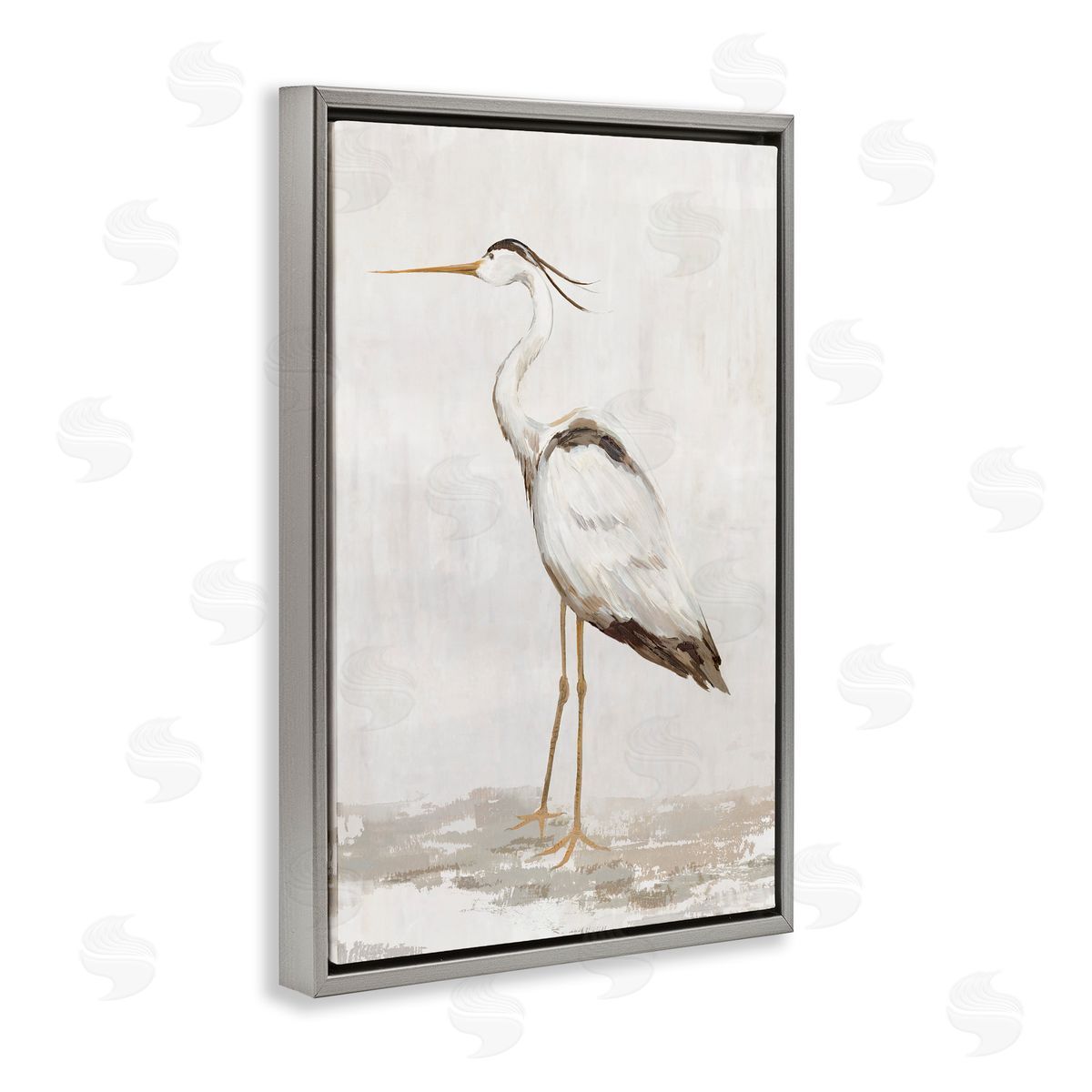 Hannah Dawson Serene Heron on Beige Canvas Wall Art Print