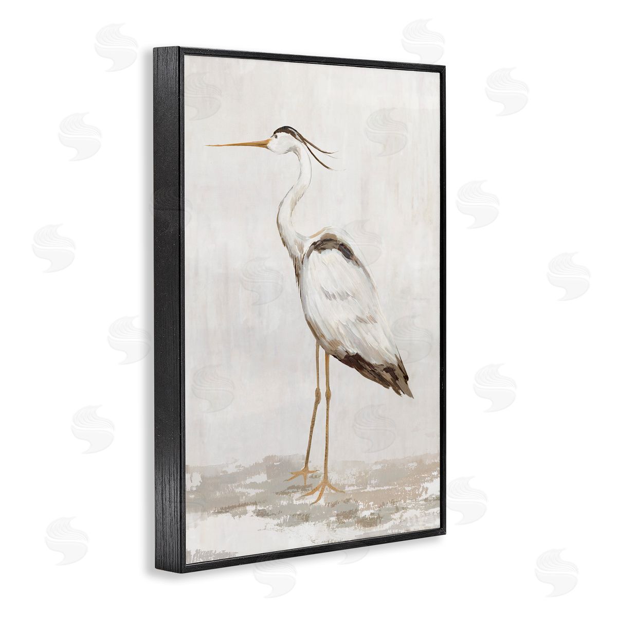 Hannah Dawson Serene Heron on Beige Canvas Wall Art Print