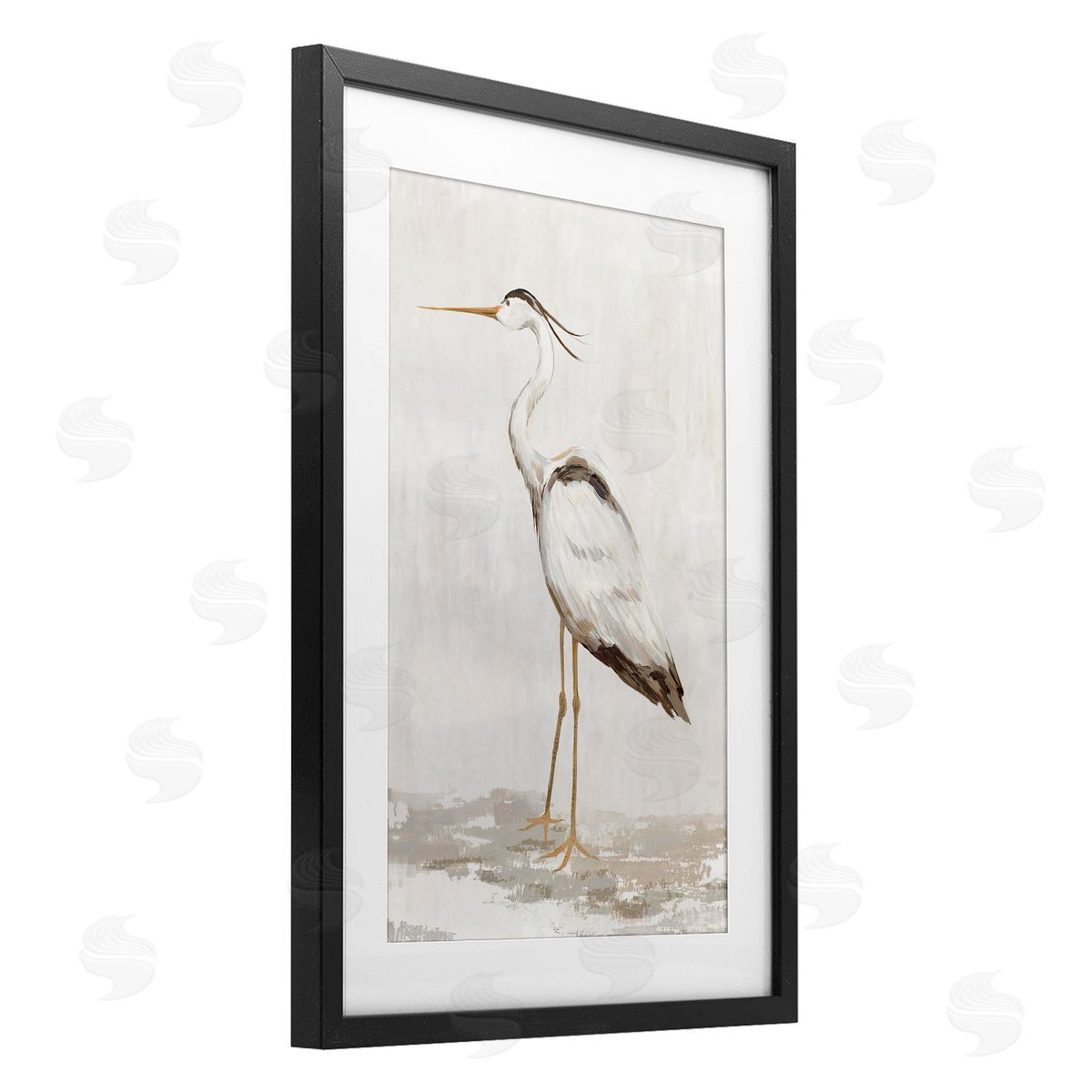 Hannah Dawson Serene Heron on Beige Canvas Wall Art Print