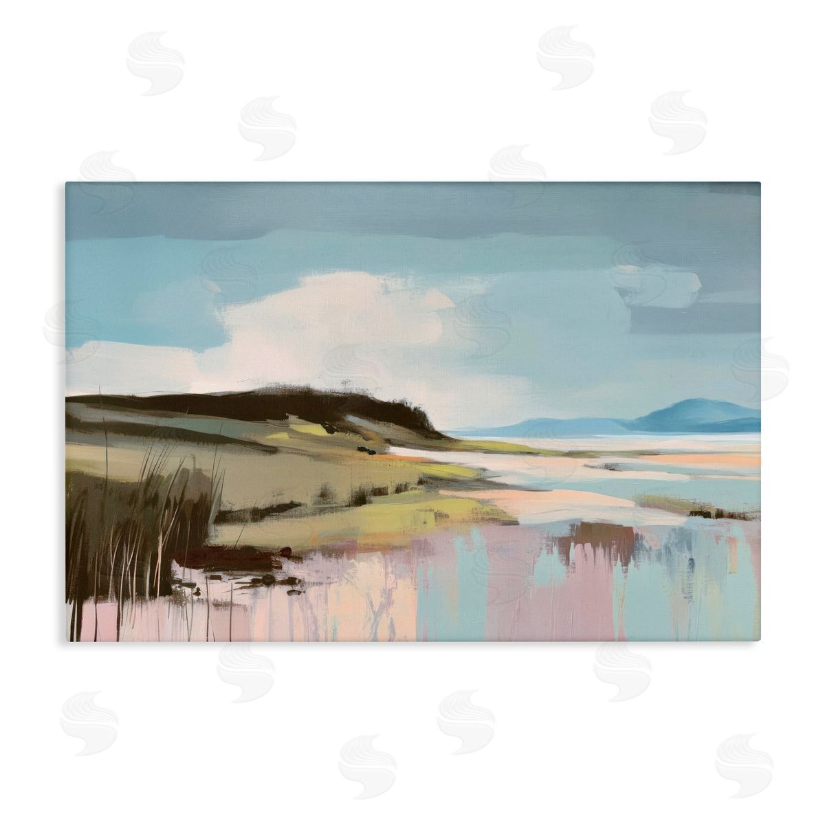 Elara Yasna Modern Verdant Waters Canvas Wall Art Print