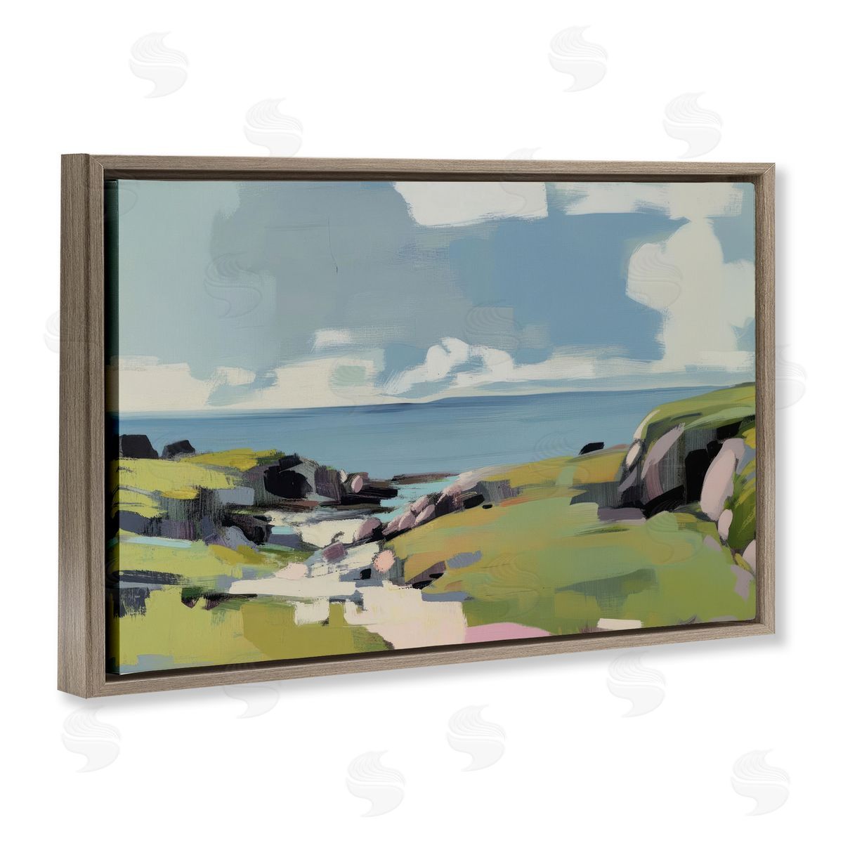 Elara Yasna Green Bay Breeze Canvas Wall Art Print