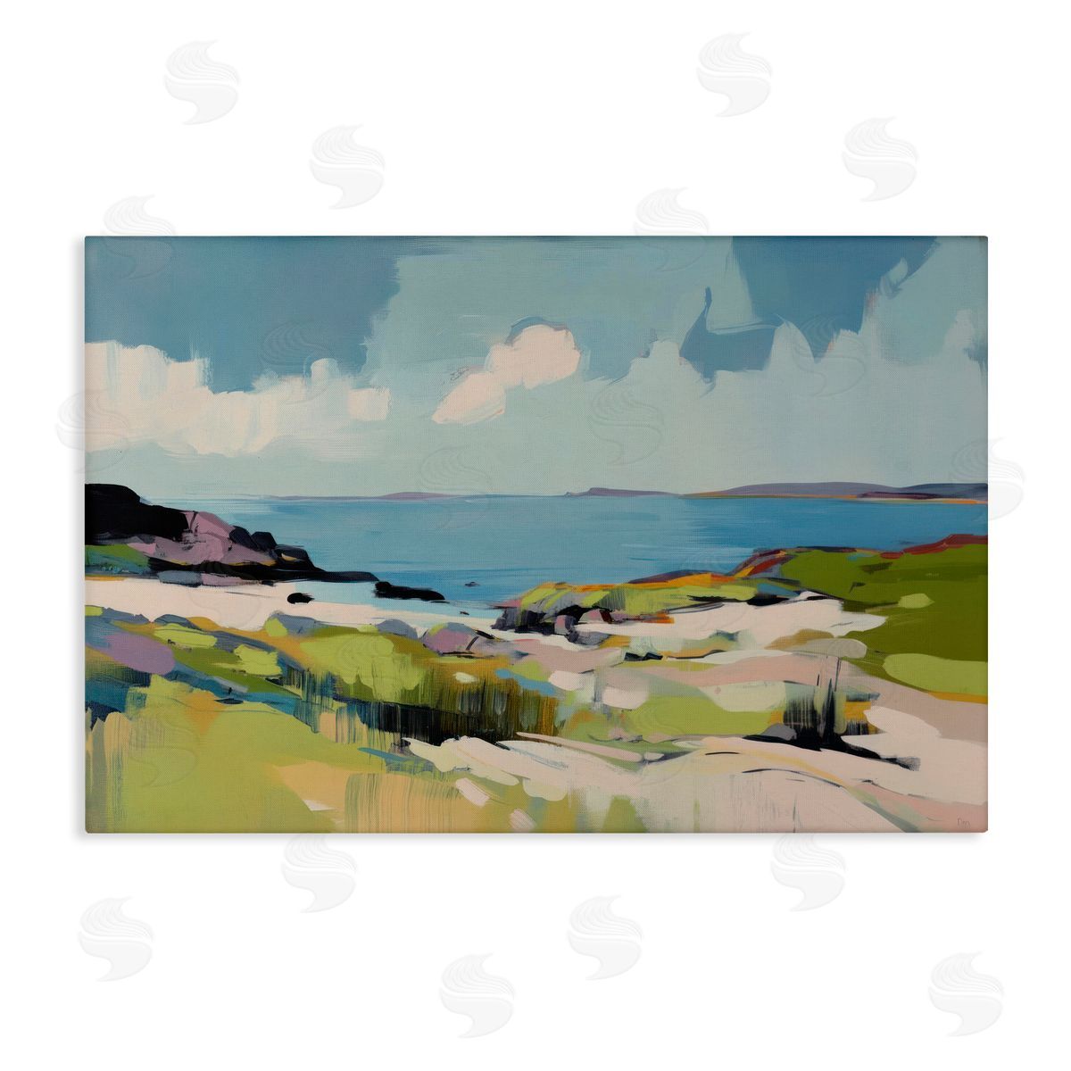 Elara Yasna Coastal Green Breeze Canvas Wall Art Print