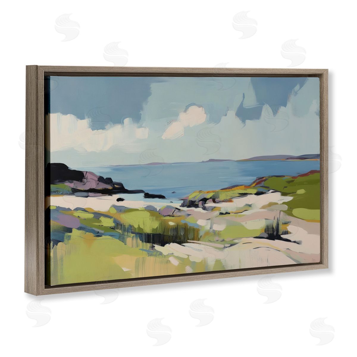 Elara Yasna Coastal Green Breeze Canvas Wall Art Print