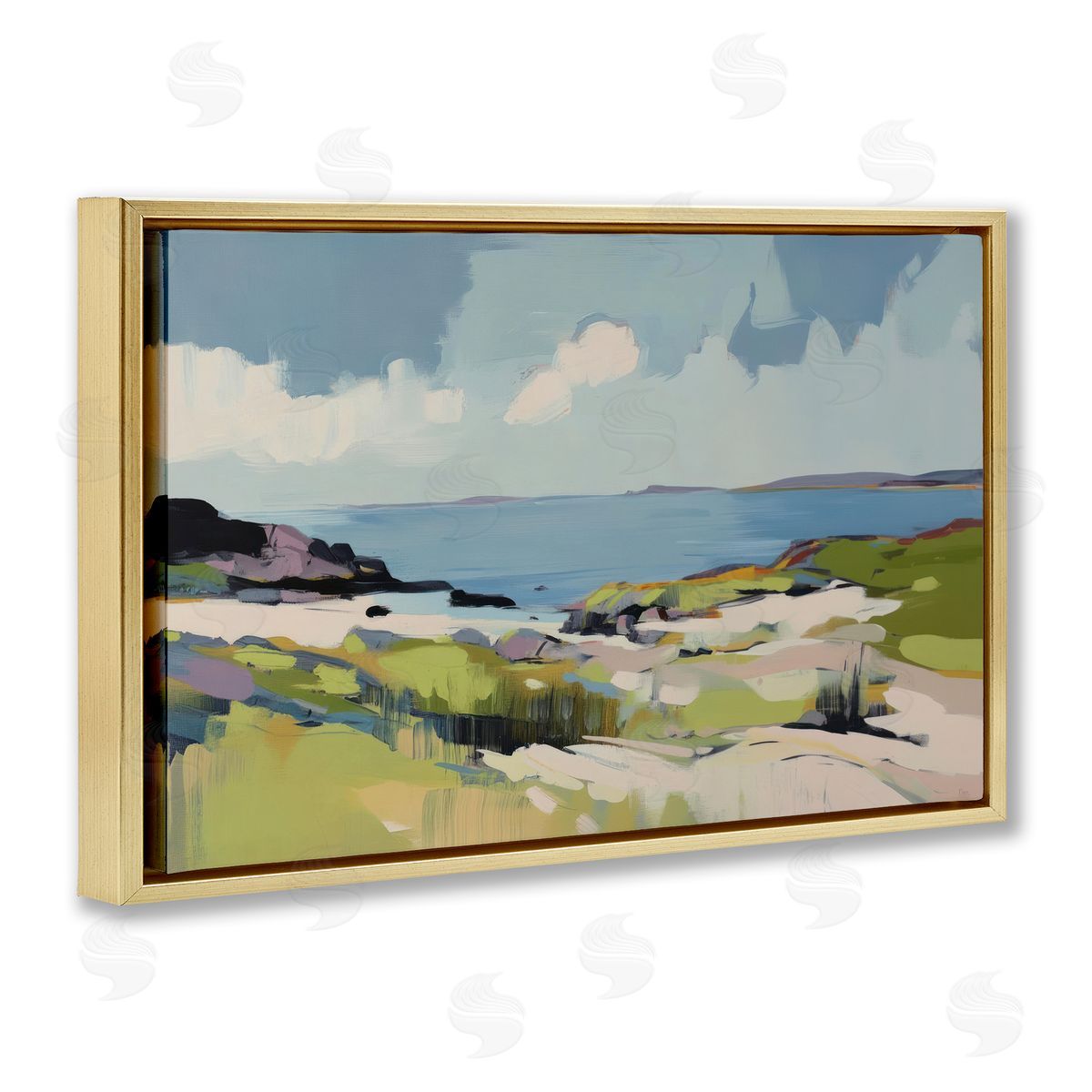 Elara Yasna Coastal Green Breeze Canvas Wall Art Print