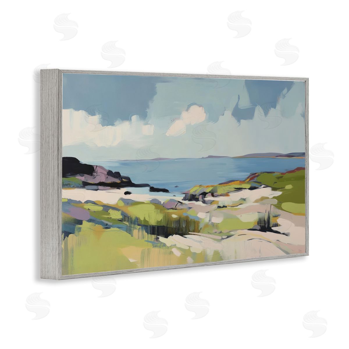 Elara Yasna Coastal Green Breeze Canvas Wall Art Print