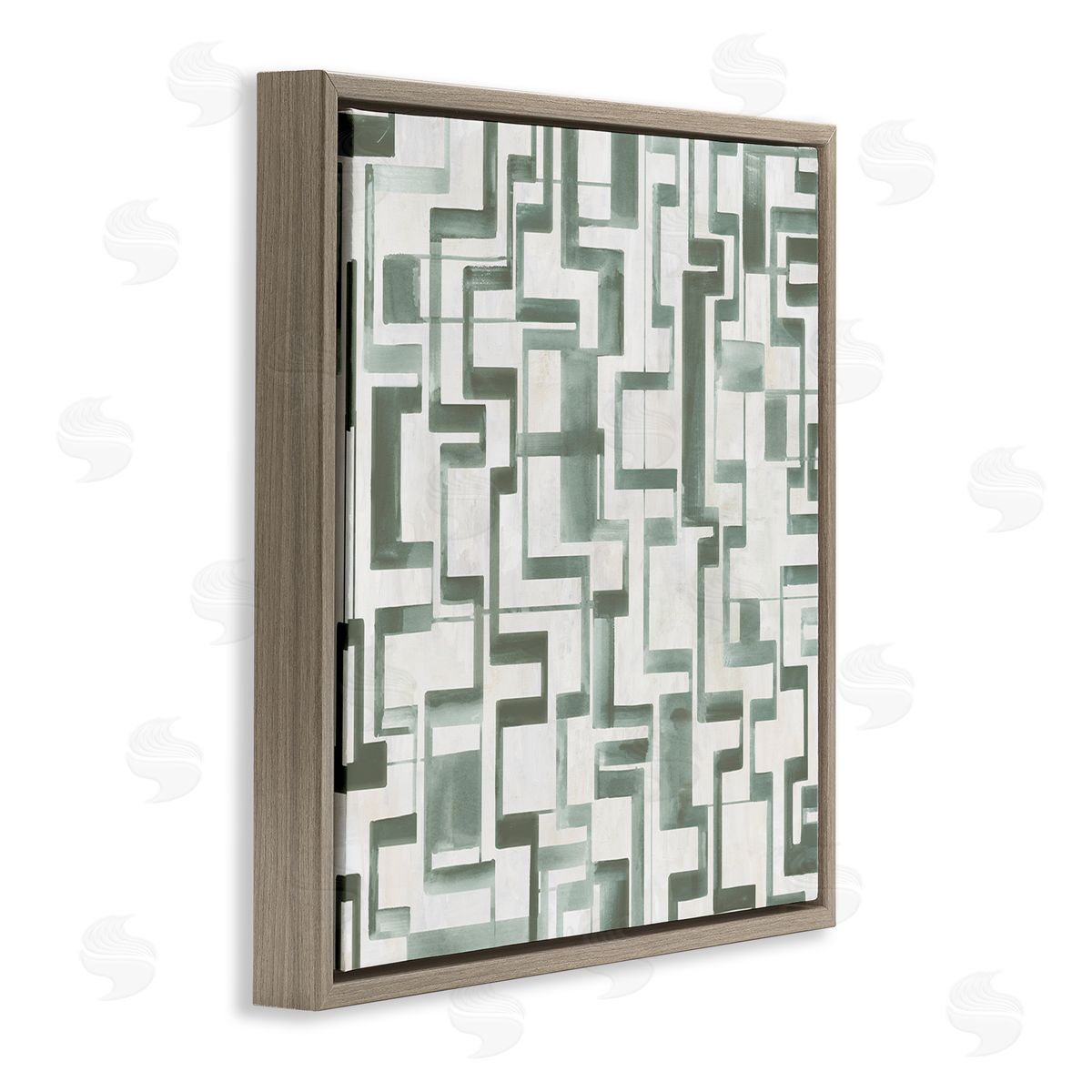 Hannah Dawson Geometric Green Labyrinth Canvas Wall Art Print