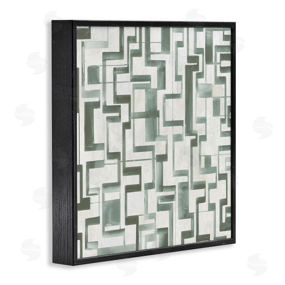 Hannah Dawson Geometric Green Labyrinth Canvas Wall Art Print
