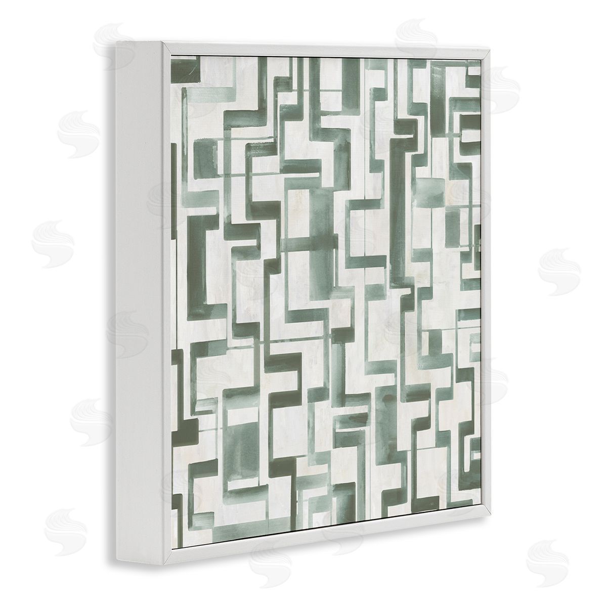 Hannah Dawson Geometric Green Labyrinth Canvas Wall Art Print