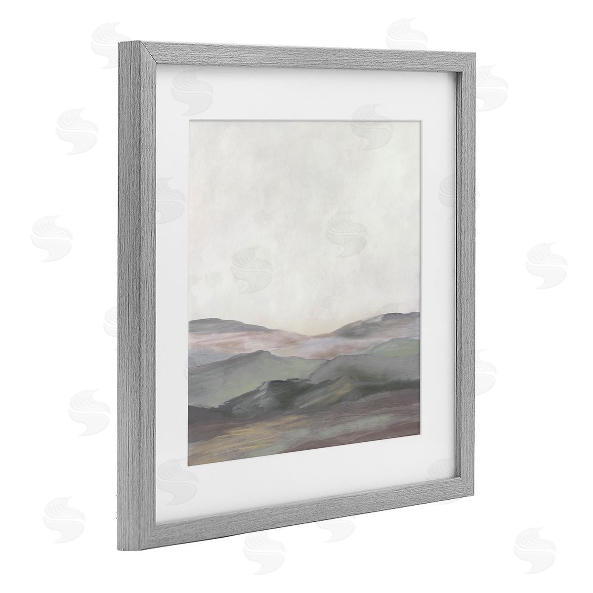 J:L Design Grey Foggy Mountainscape Canvas Wall Art Print