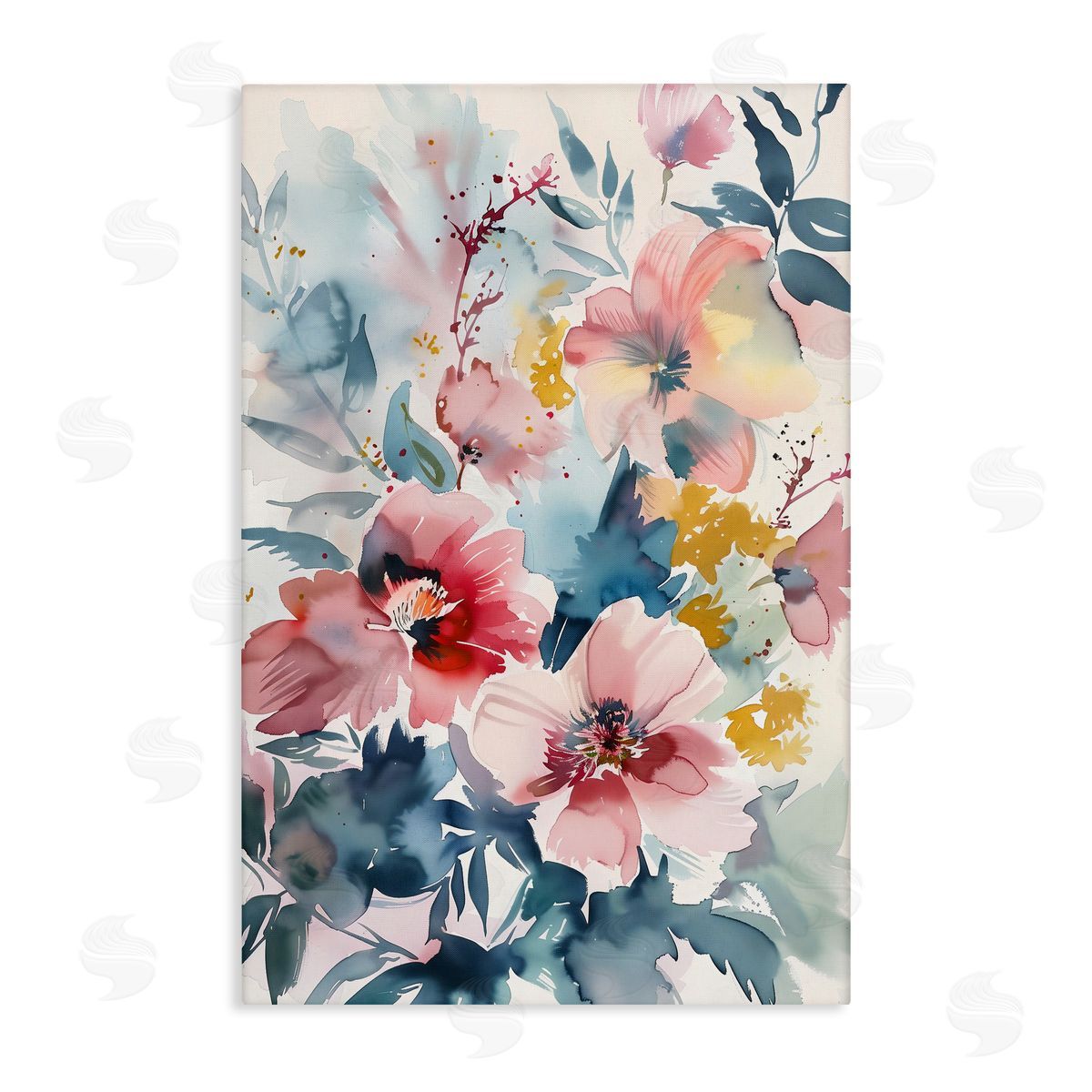 1x Watercolor Floral Bunch Canvas Wall Art Print