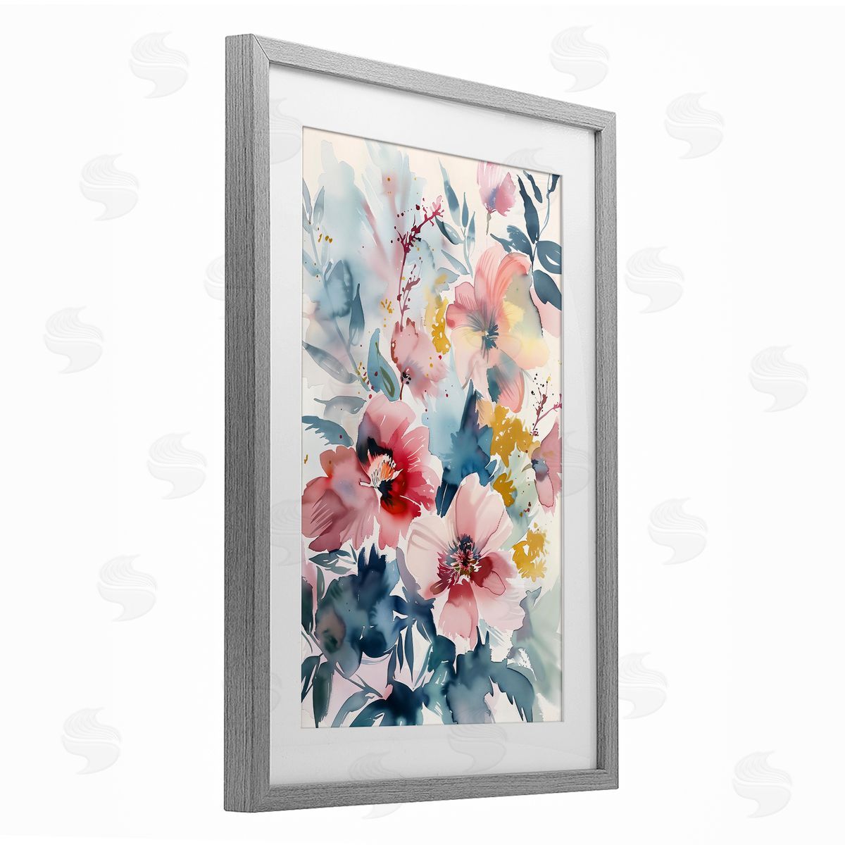 1x Watercolor Floral Bunch Canvas Wall Art Print