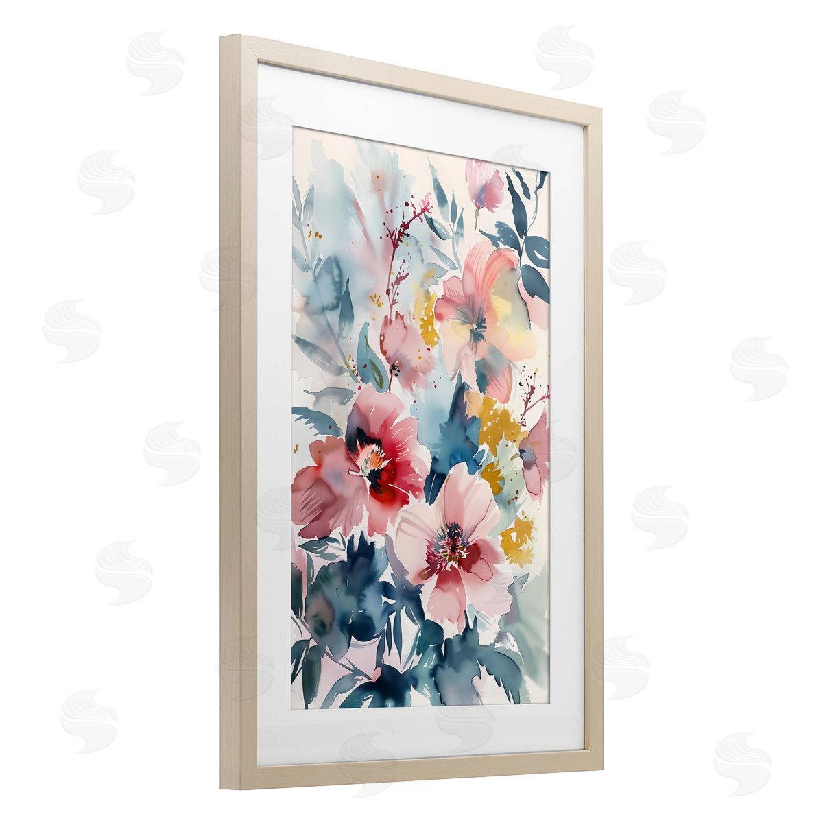 1x Watercolor Floral Bunch Canvas Wall Art Print