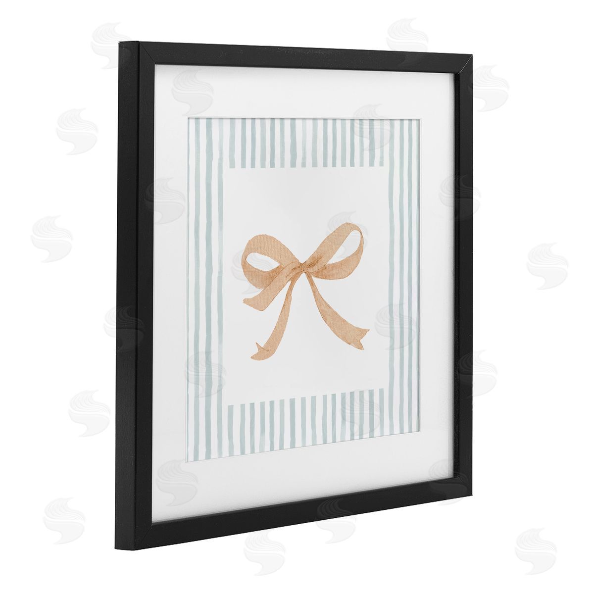 PATRICIA PINTO Chic Bow with Striped Border Canvas Wall Art Print