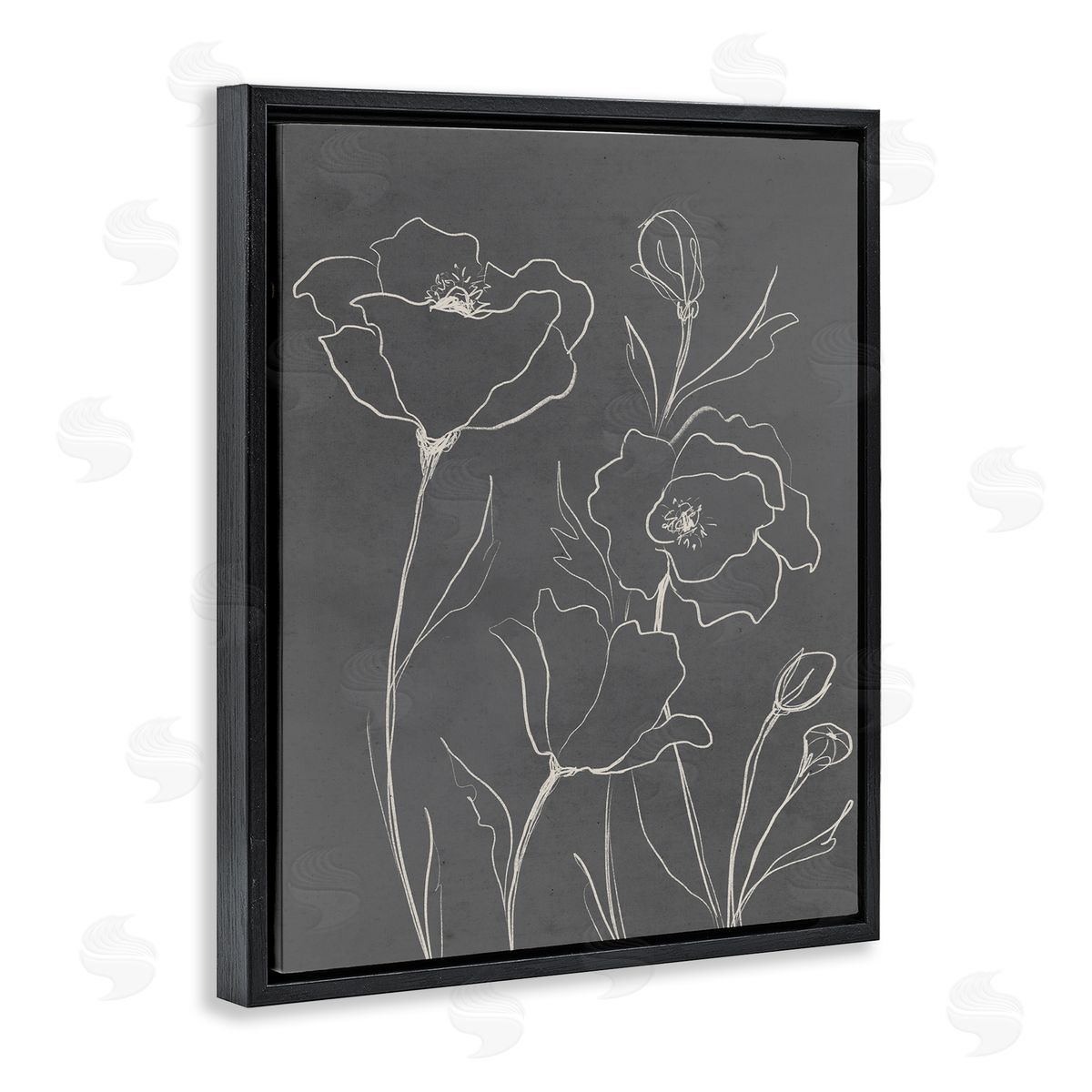 Elizabeth Medley Gray Poppies Outline Canvas Wall Art Print