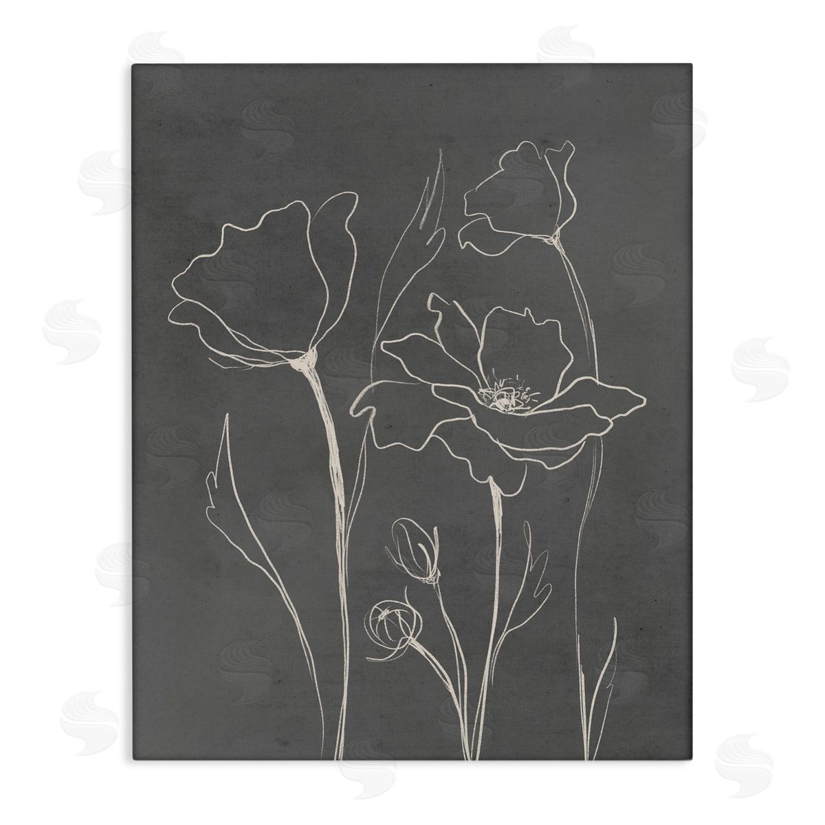 Elizabeth Medley Minimal Gray Poppies Canvas Wall Art Print