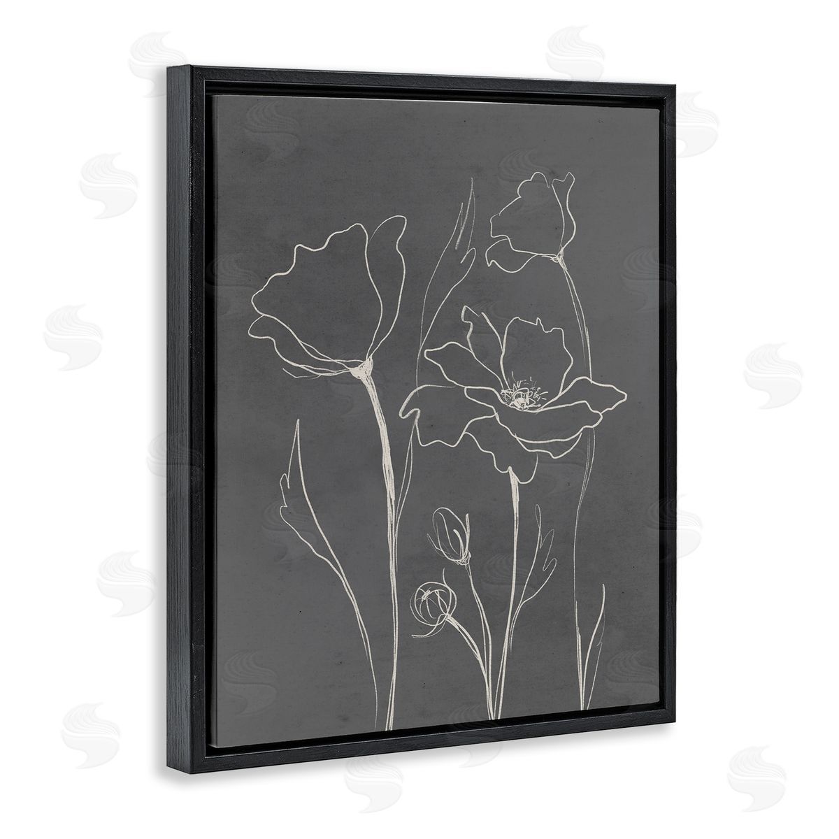 Elizabeth Medley Minimal Gray Poppies Canvas Wall Art Print