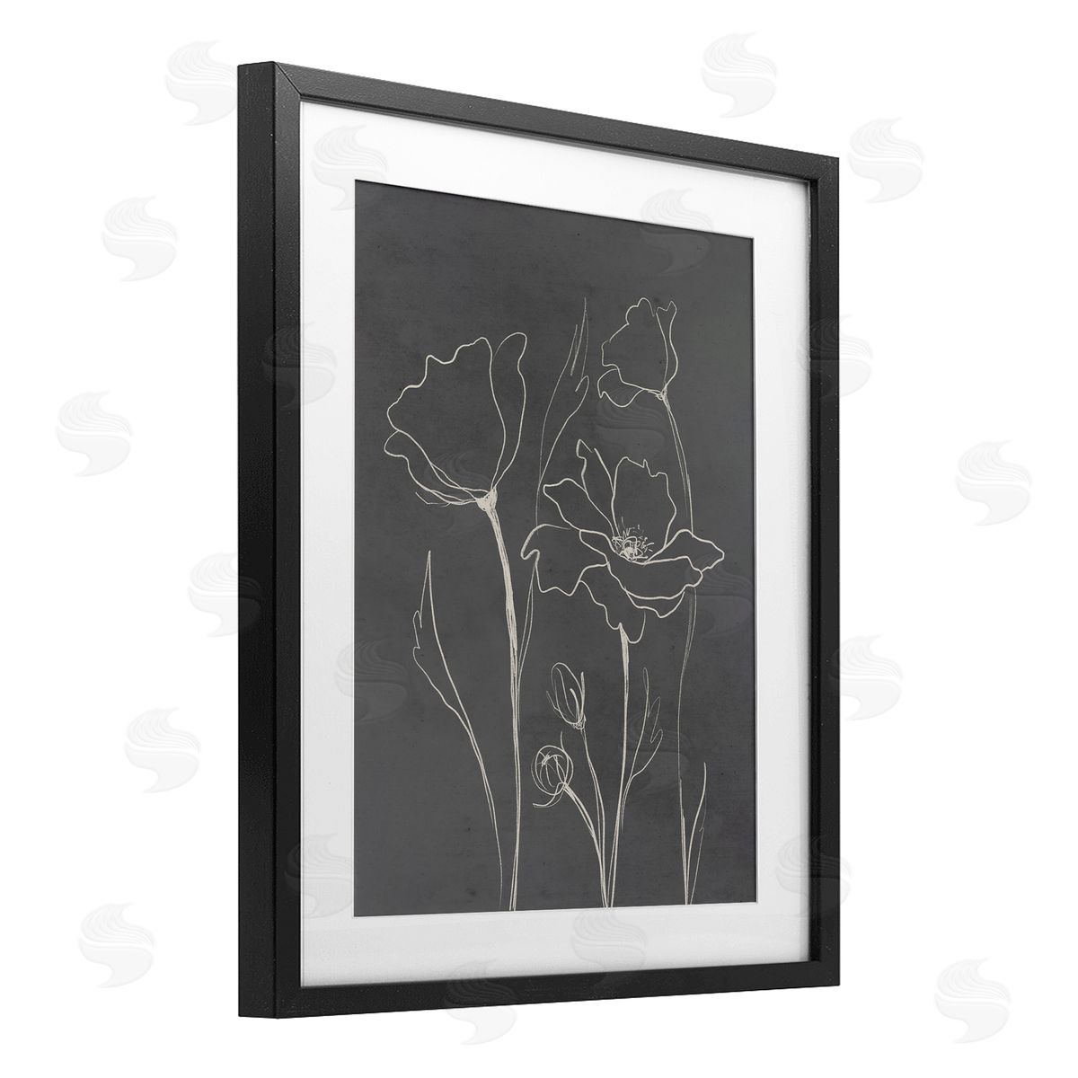 Elizabeth Medley Minimal Gray Poppies Canvas Wall Art Print