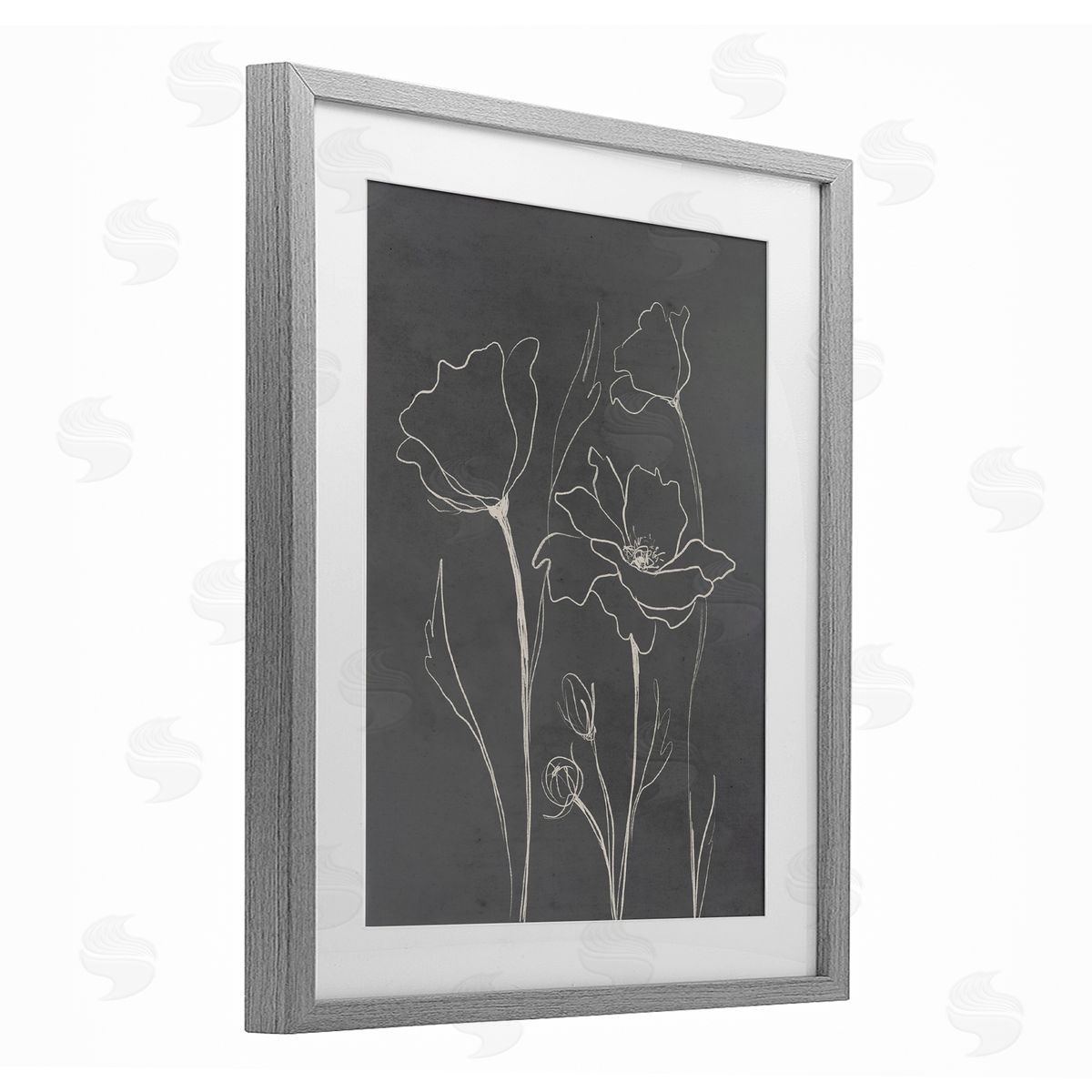 Elizabeth Medley Minimal Gray Poppies Canvas Wall Art Print