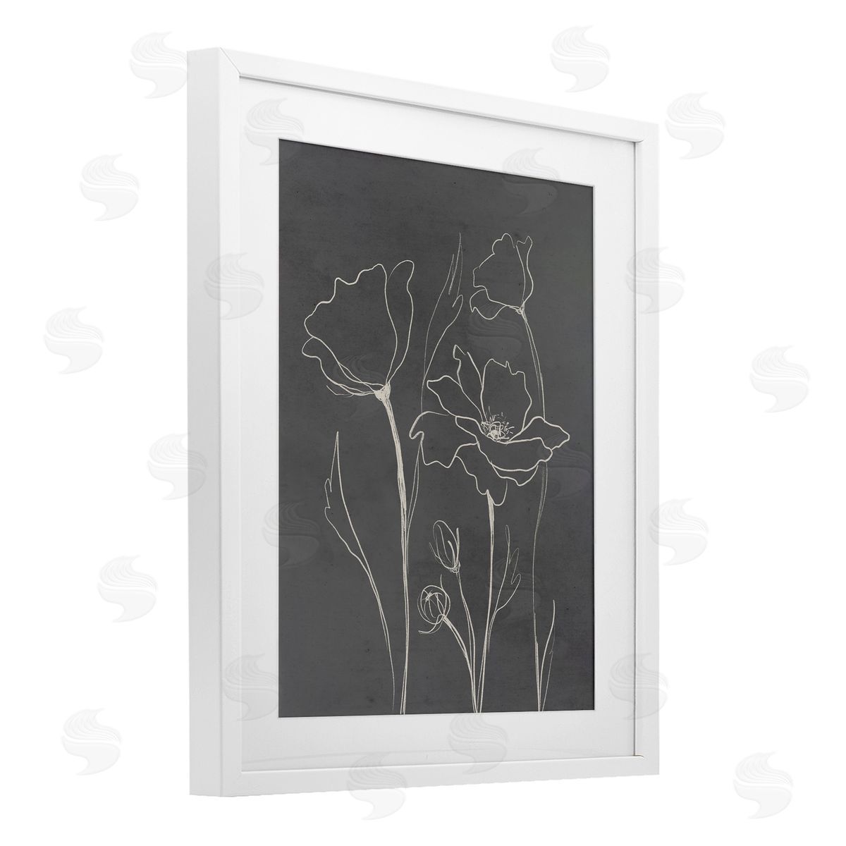Elizabeth Medley Minimal Gray Poppies Canvas Wall Art Print