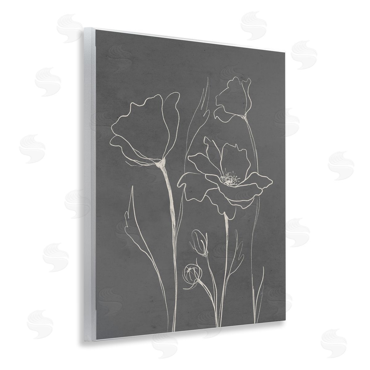 Elizabeth Medley Minimal Gray Poppies Canvas Wall Art Print