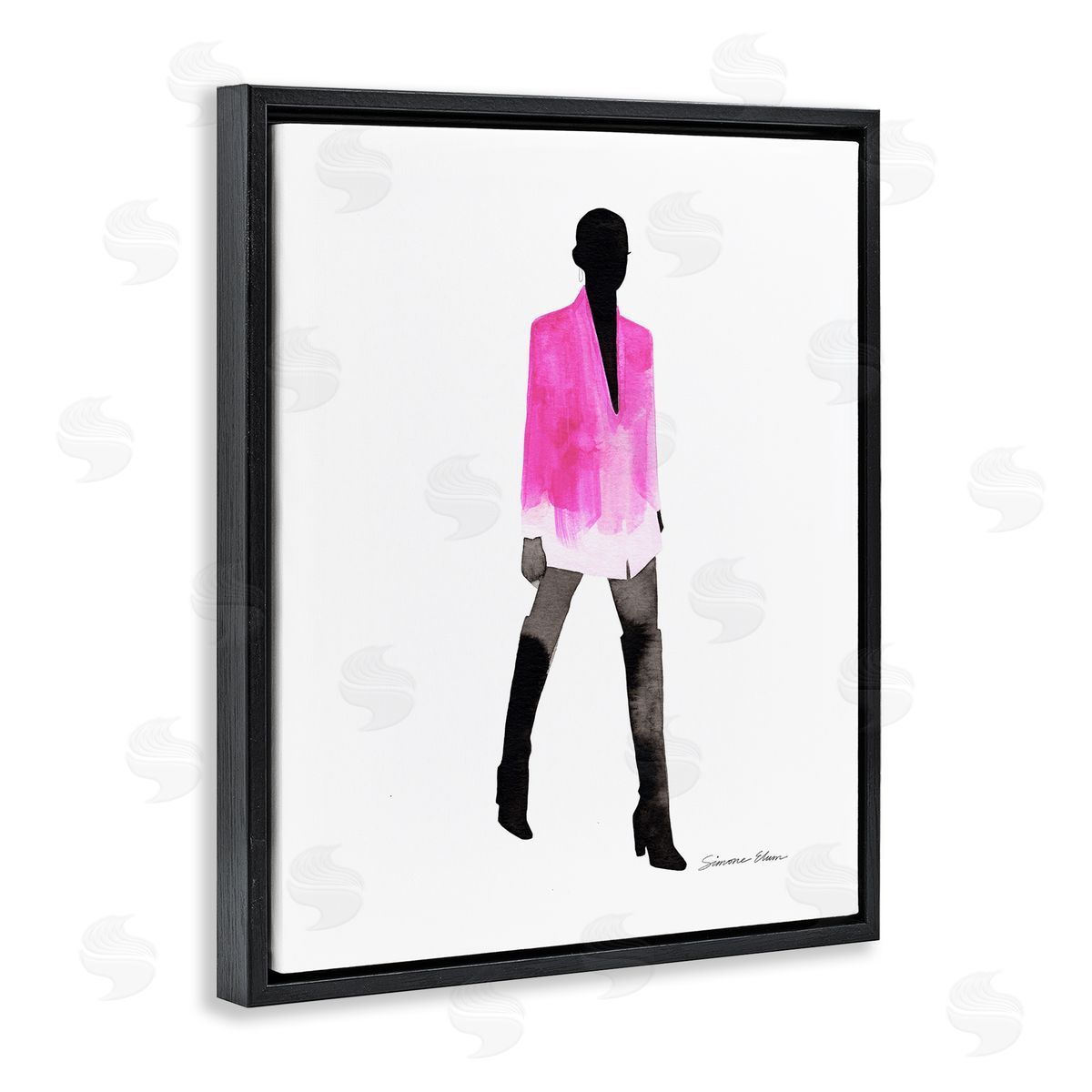 Simone Elum Girl In Pink Jacket Canvas Wall Art Print