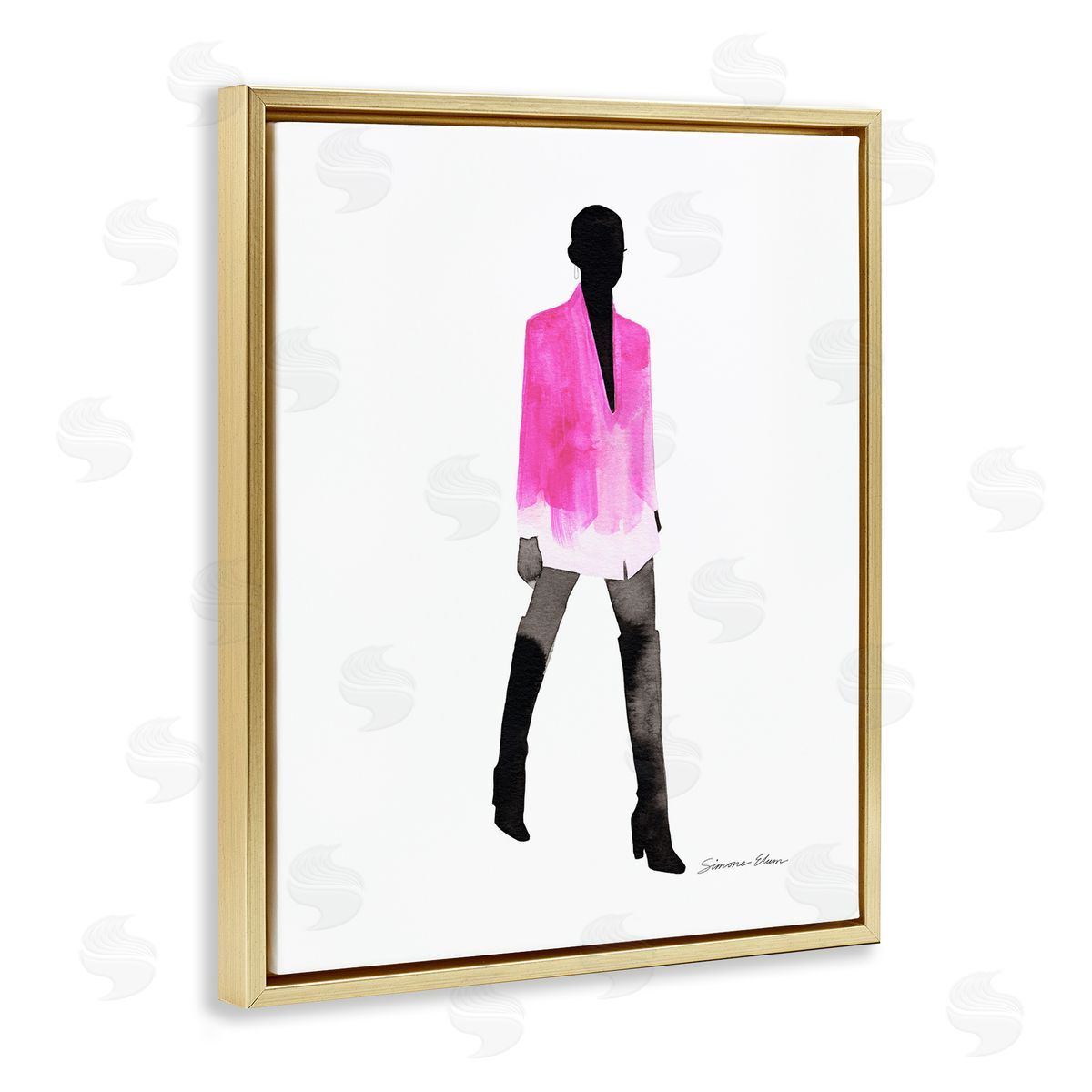 Simone Elum Girl In Pink Jacket Canvas Wall Art Print