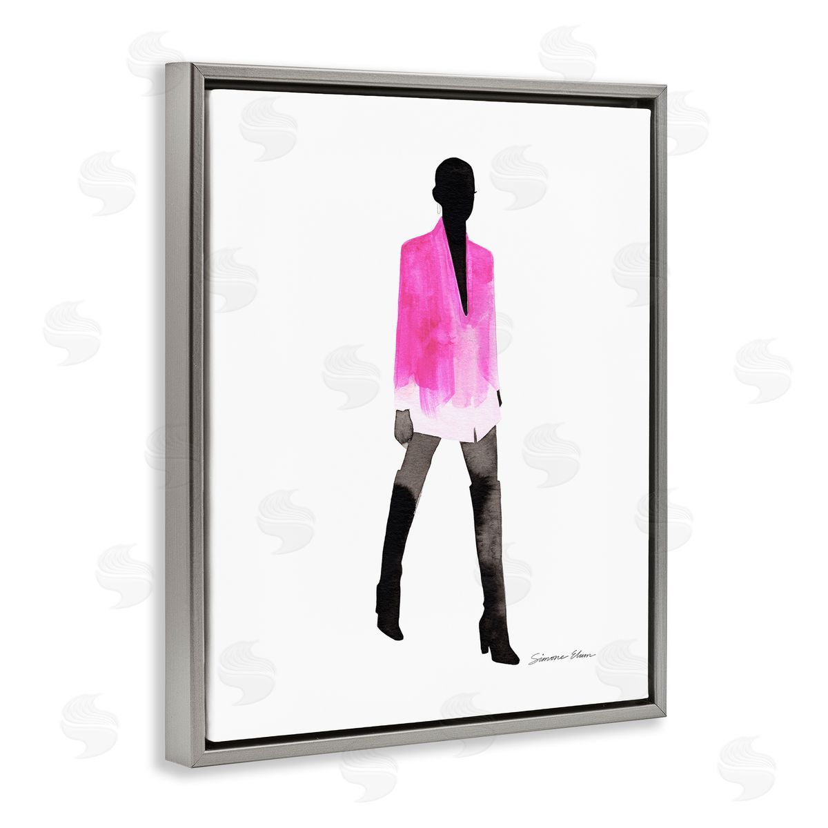 Simone Elum Girl In Pink Jacket Canvas Wall Art Print