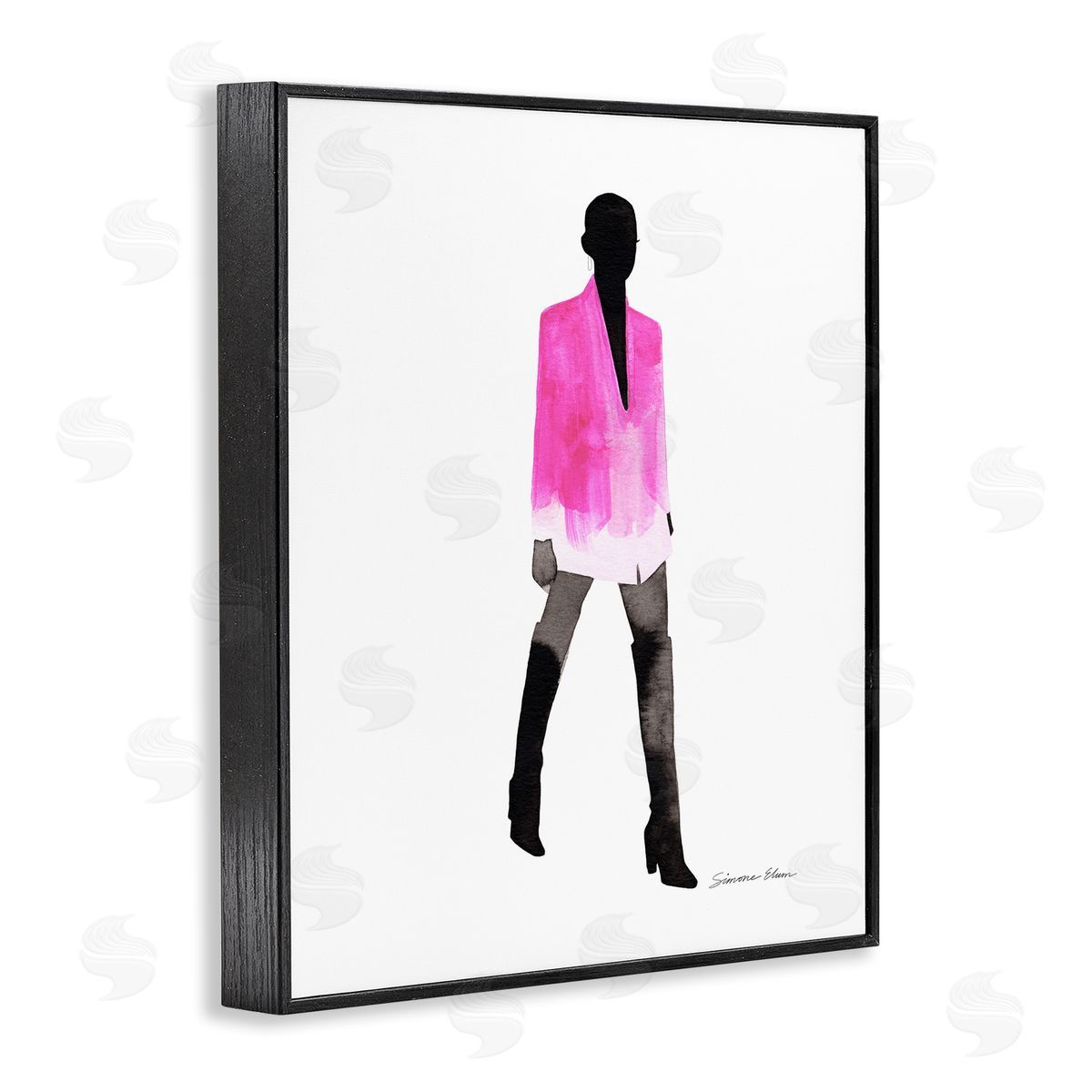Simone Elum Girl In Pink Jacket Canvas Wall Art Print
