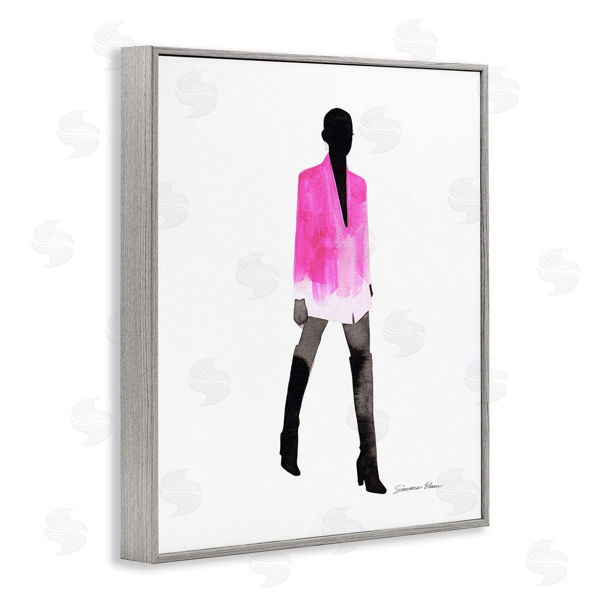 Simone Elum Girl In Pink Jacket Canvas Wall Art Print