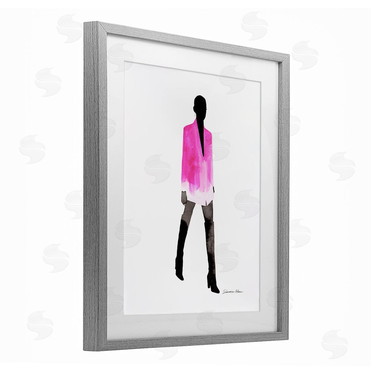 Simone Elum Girl In Pink Jacket Canvas Wall Art Print