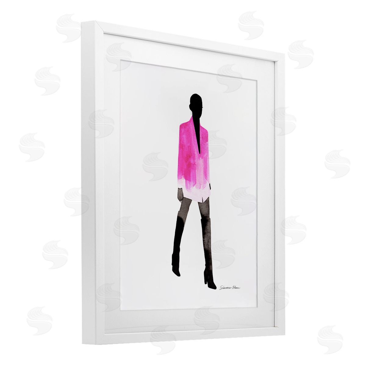 Simone Elum Girl In Pink Jacket Canvas Wall Art Print