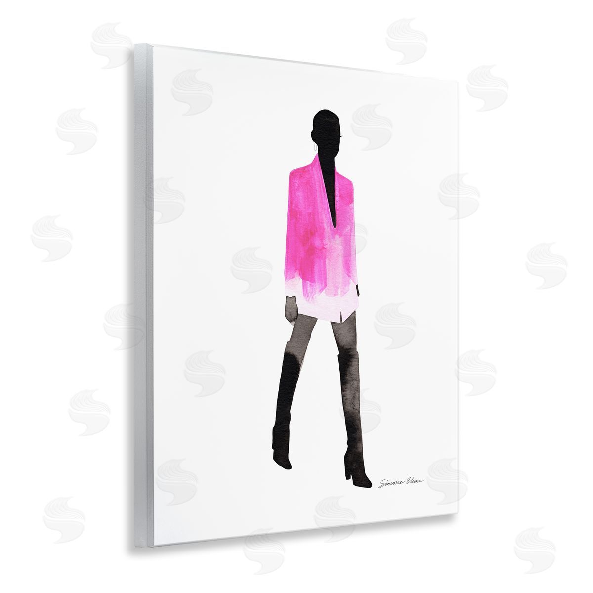 Simone Elum Girl In Pink Jacket Canvas Wall Art Print