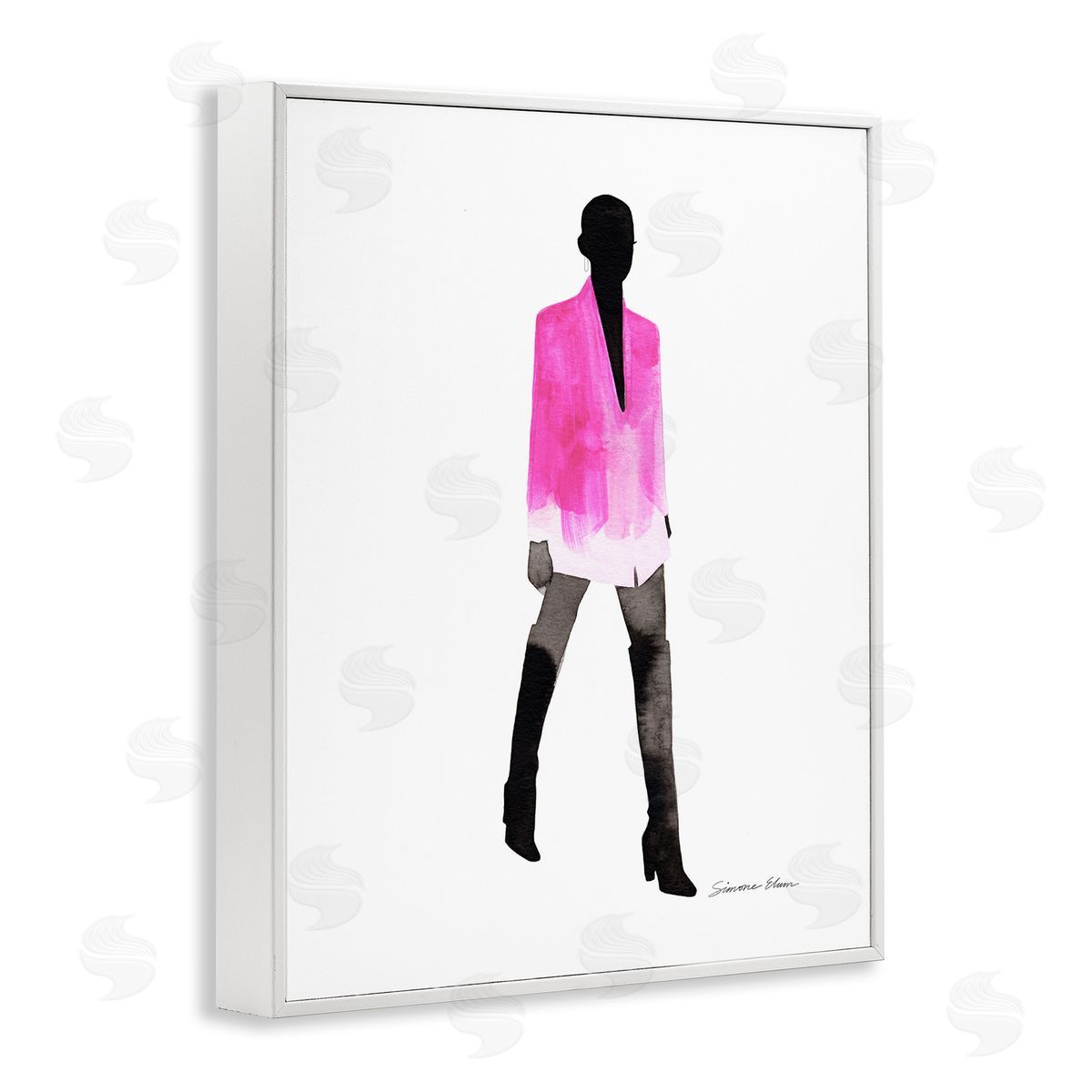 Simone Elum Girl In Pink Jacket Canvas Wall Art Print