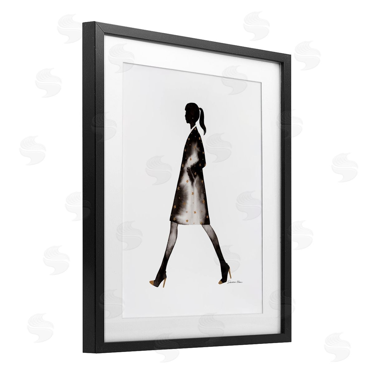 Simone Elum Girl In Black Coat Silhouette Canvas Wall Art Print