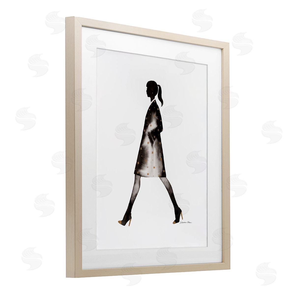 Simone Elum Girl In Black Coat Silhouette Canvas Wall Art Print