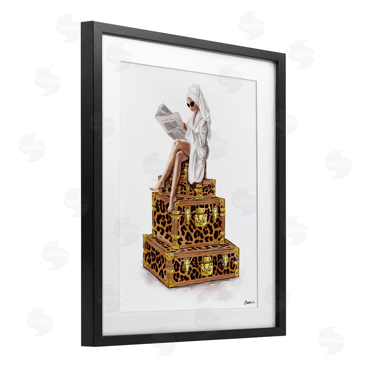 Ziwei Li Reading Atop Suitcases Canvas Wall Art Print