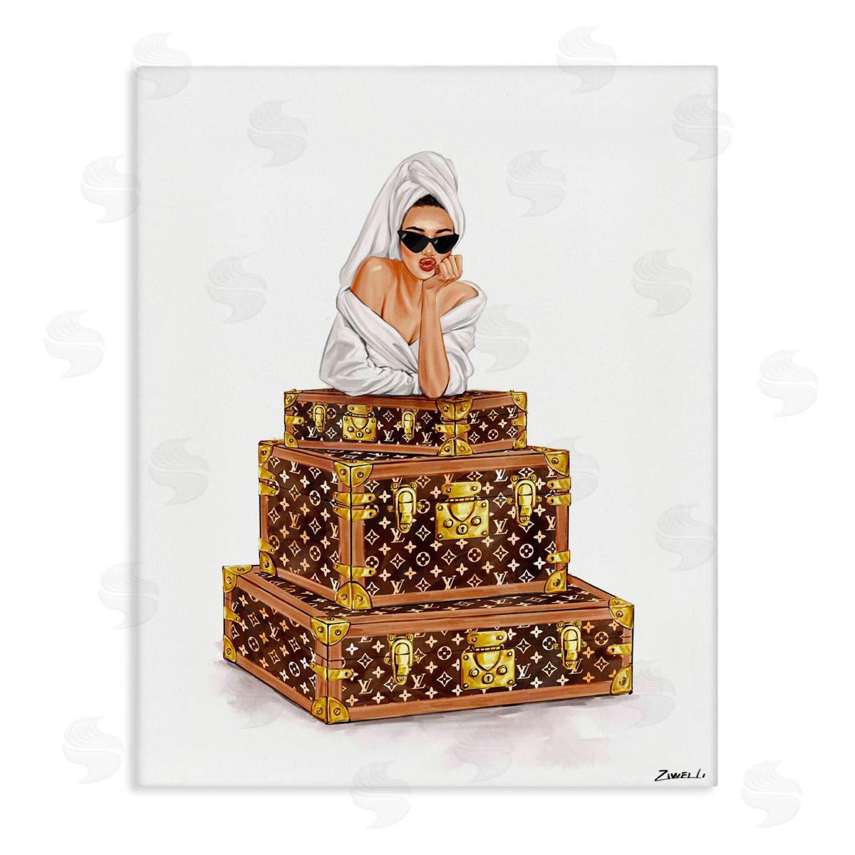 Ziwei Li Luxury Bathrobe Girl Canvas Wall Art Print